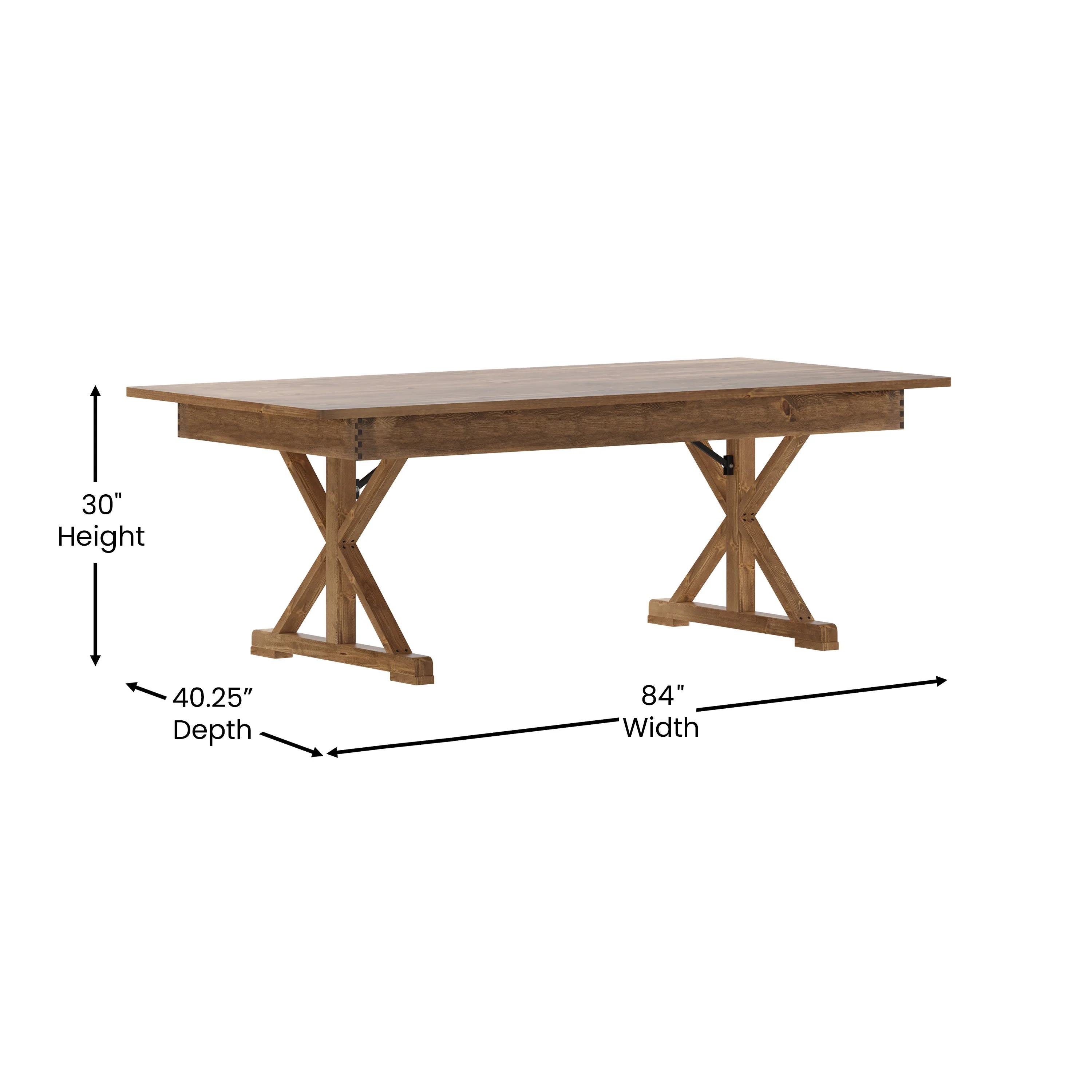 HERCULES 7' x 40" Rectangular Solid Pine Folding Farm Table with X Legs - Image 19