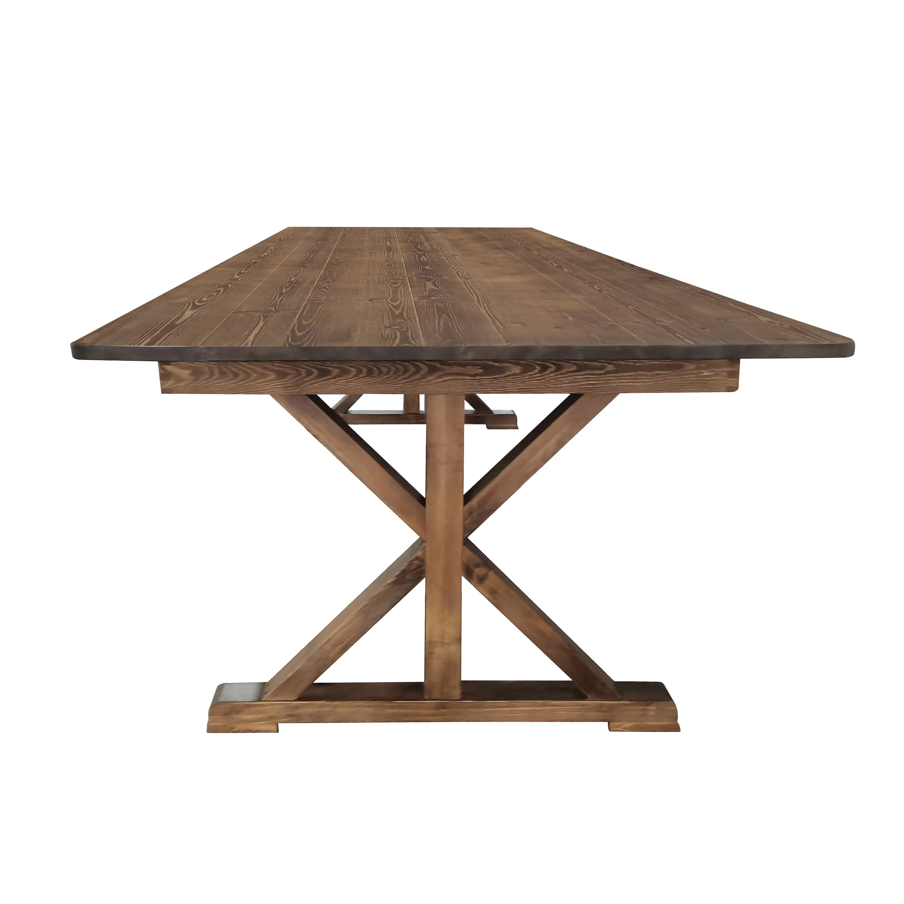 HERCULES 7' x 40" Rectangular Solid Pine Folding Farm Table with X Legs - Image 23