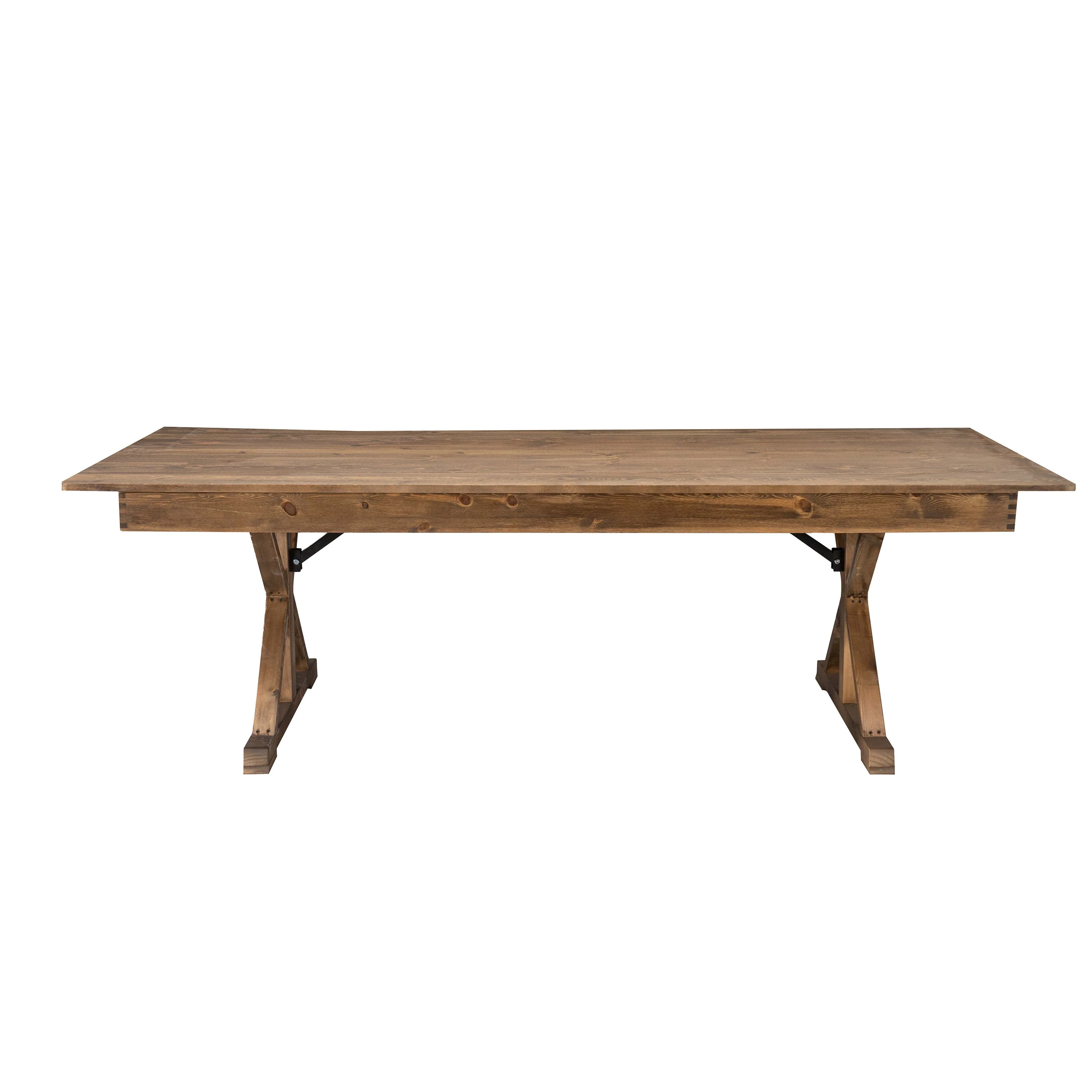 HERCULES 7' x 40" Rectangular Solid Pine Folding Farm Table with X Legs - Image 24