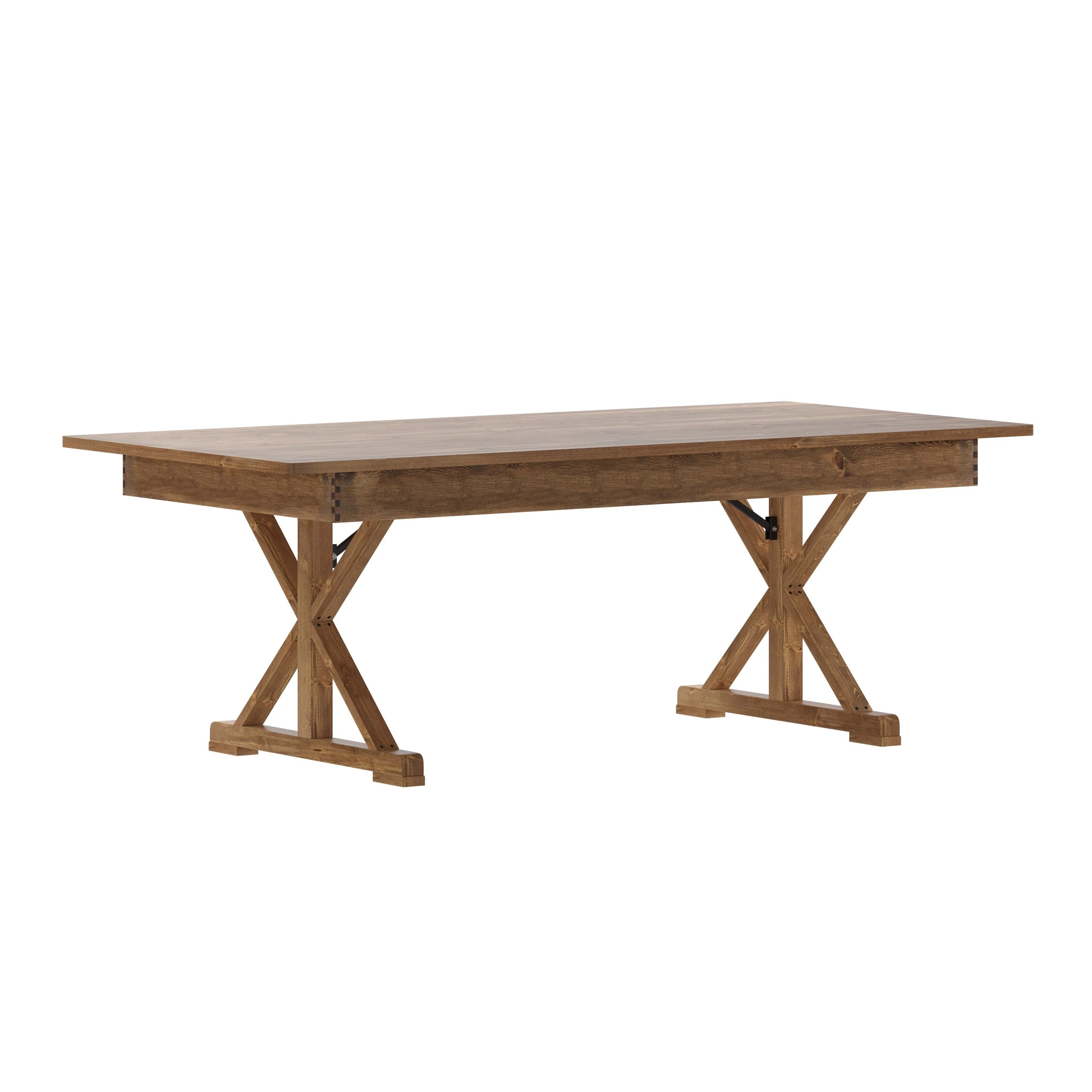 HERCULES 7' x 40" Rectangular Solid Pine Folding Farm Table with X Legs - Image 30