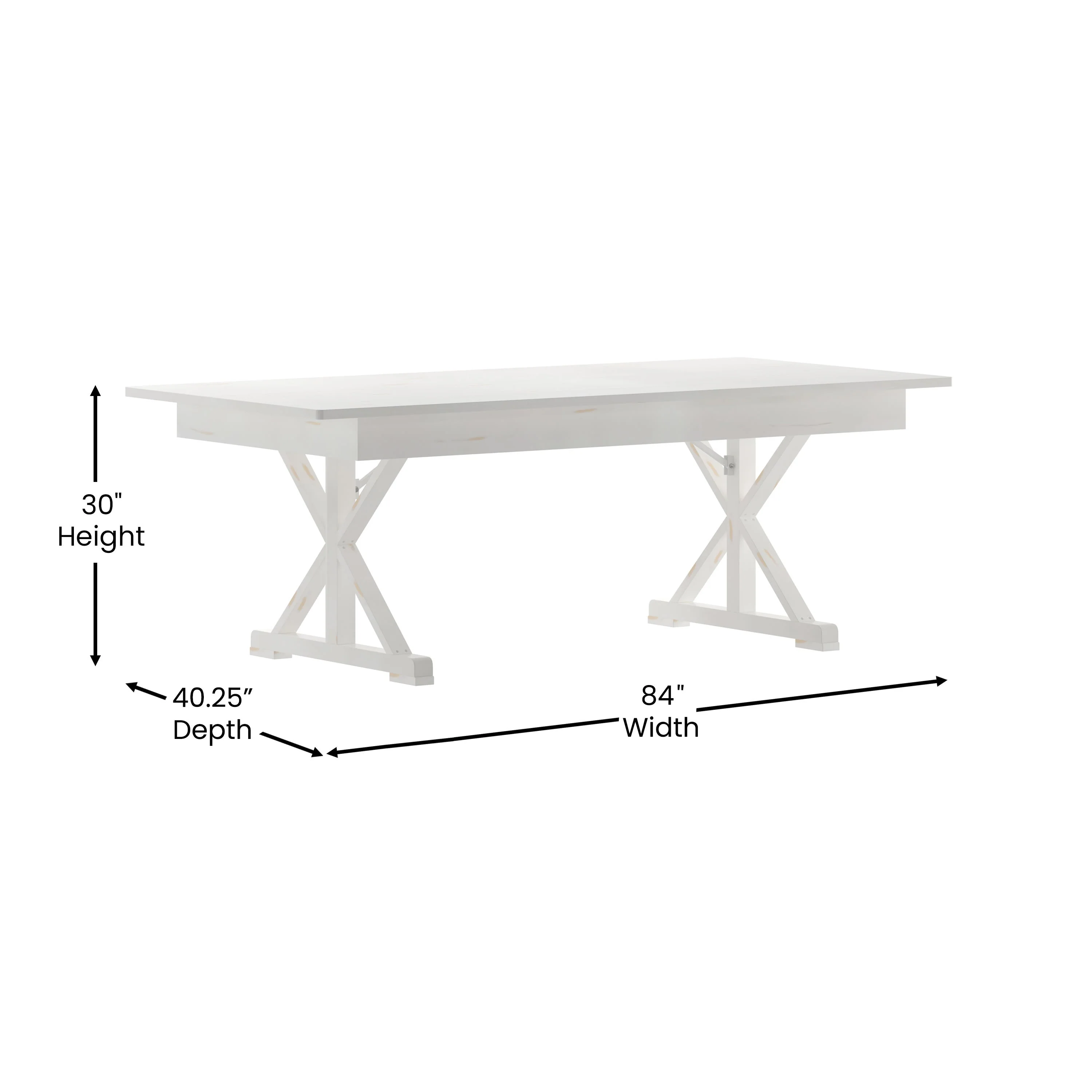 HERCULES 7' x 40" Rectangular Solid Pine Folding Farm Table with X Legs - Image 5