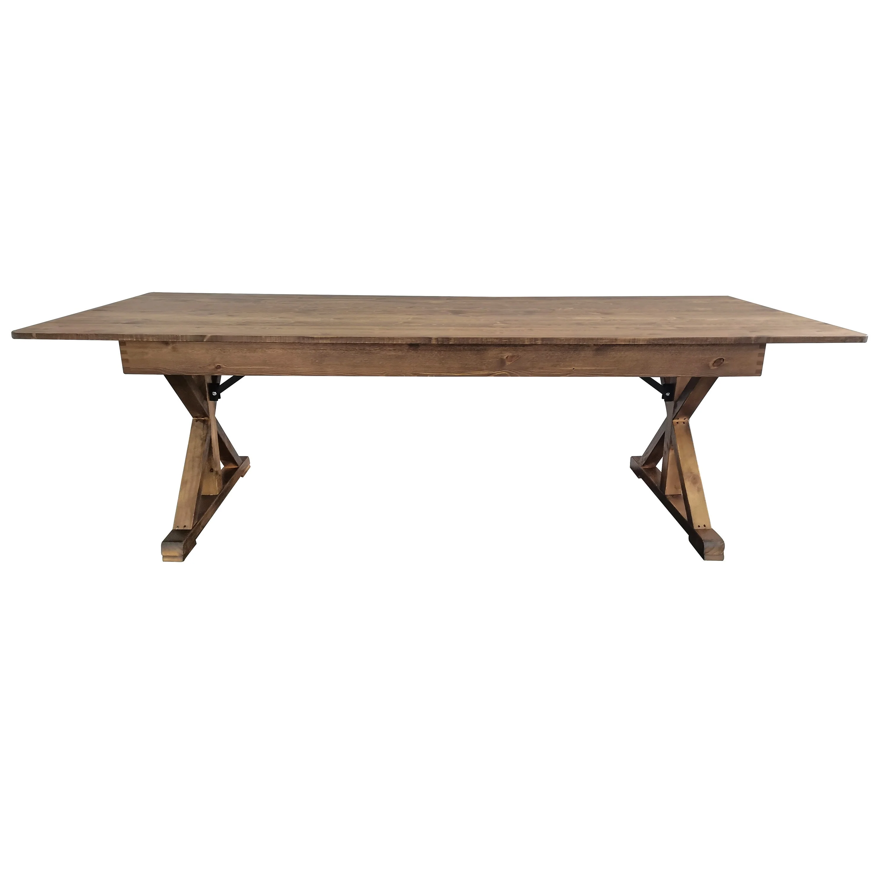 HERCULES 8' x 40" Rectangular Solid Pine Folding Farm Table with X Legs - Image 10