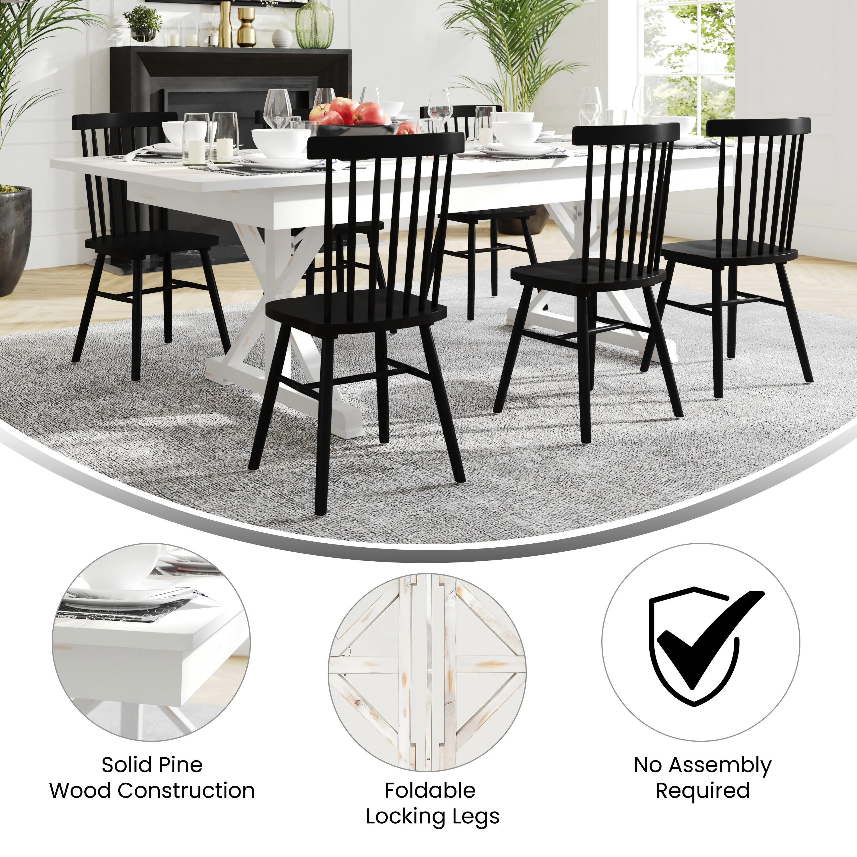 HERCULES 8' x 40" Rectangular Solid Pine Folding Farm Table with X Legs - Image 18