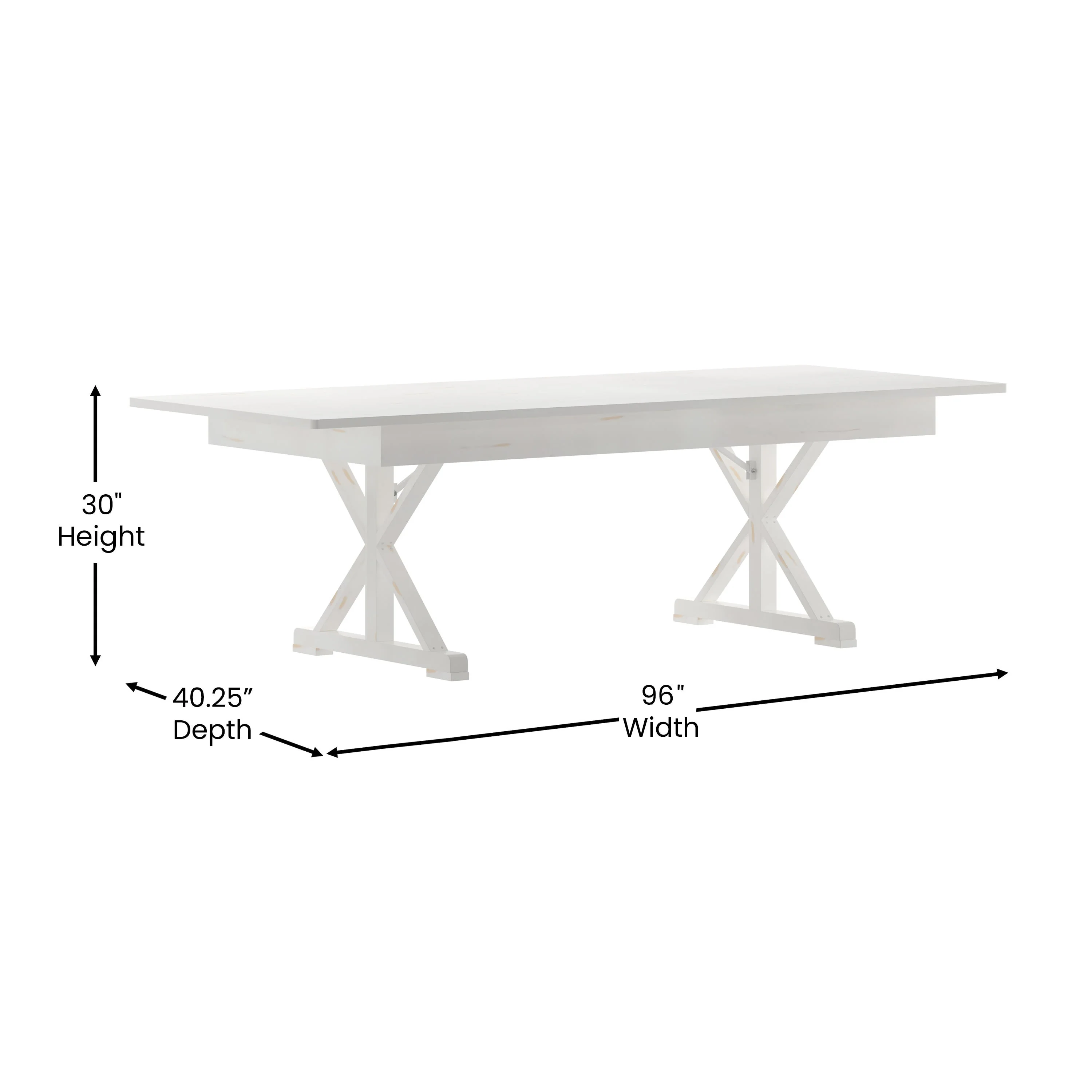 HERCULES 8' x 40" Rectangular Solid Pine Folding Farm Table with X Legs - Image 19