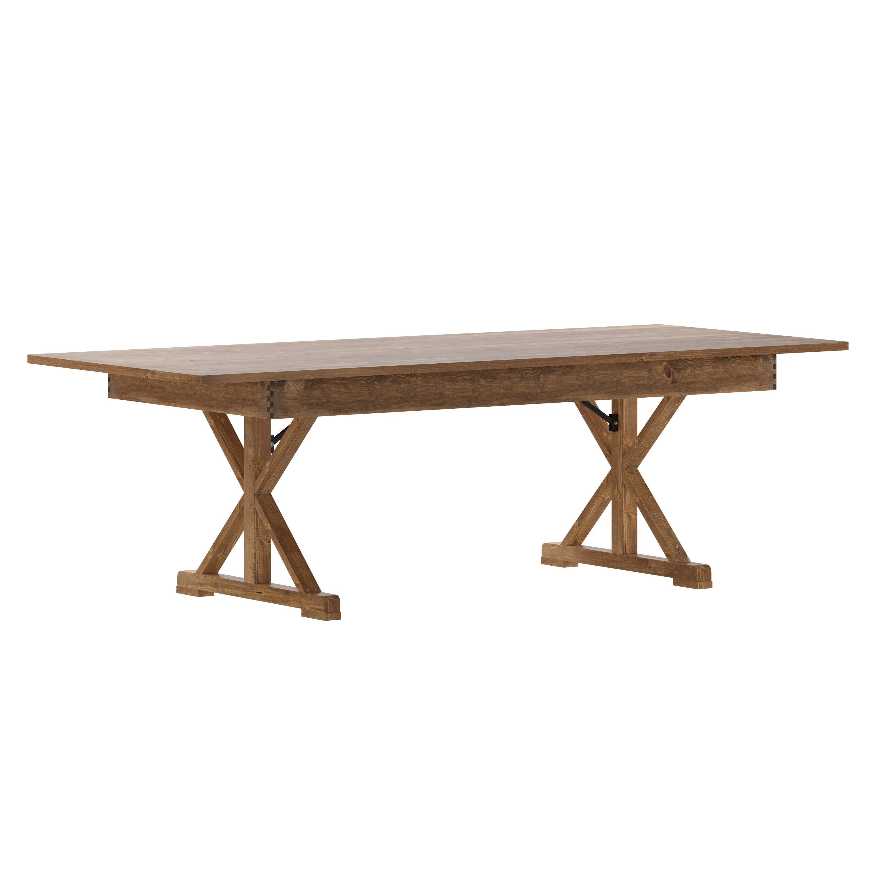 HERCULES 8' x 40" Rectangular Solid Pine Folding Farm Table with X Legs - Image 30