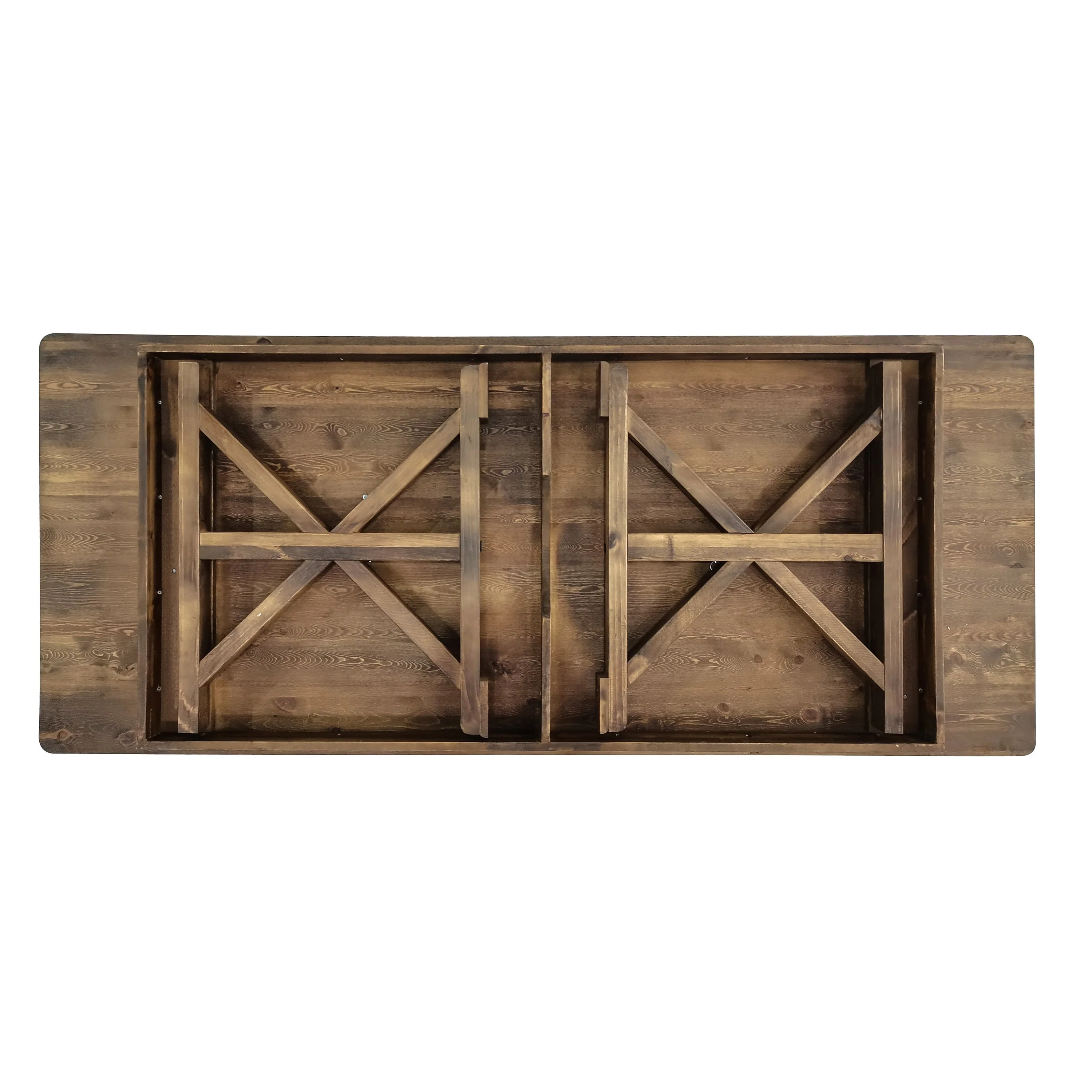 HERCULES 8' x 40" Rectangular Solid Pine Folding Farm Table with X Legs - Image 8