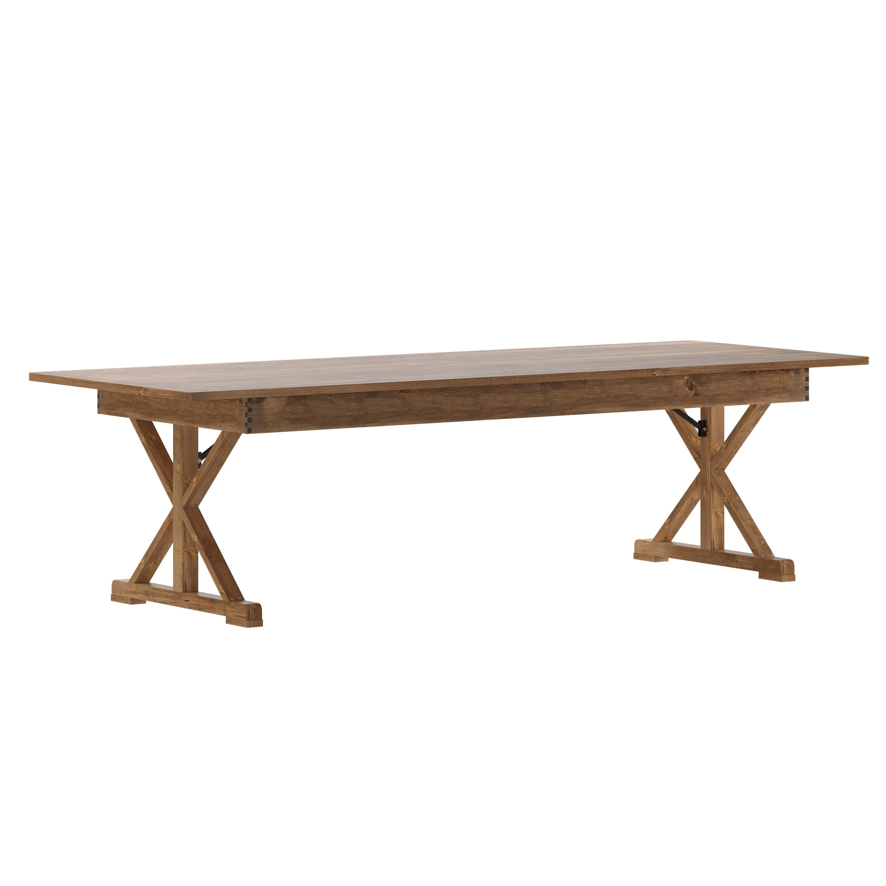 HERCULES 9' x 40" Rectangular Solid Pine Folding Farm Table with X Legs - Image 15