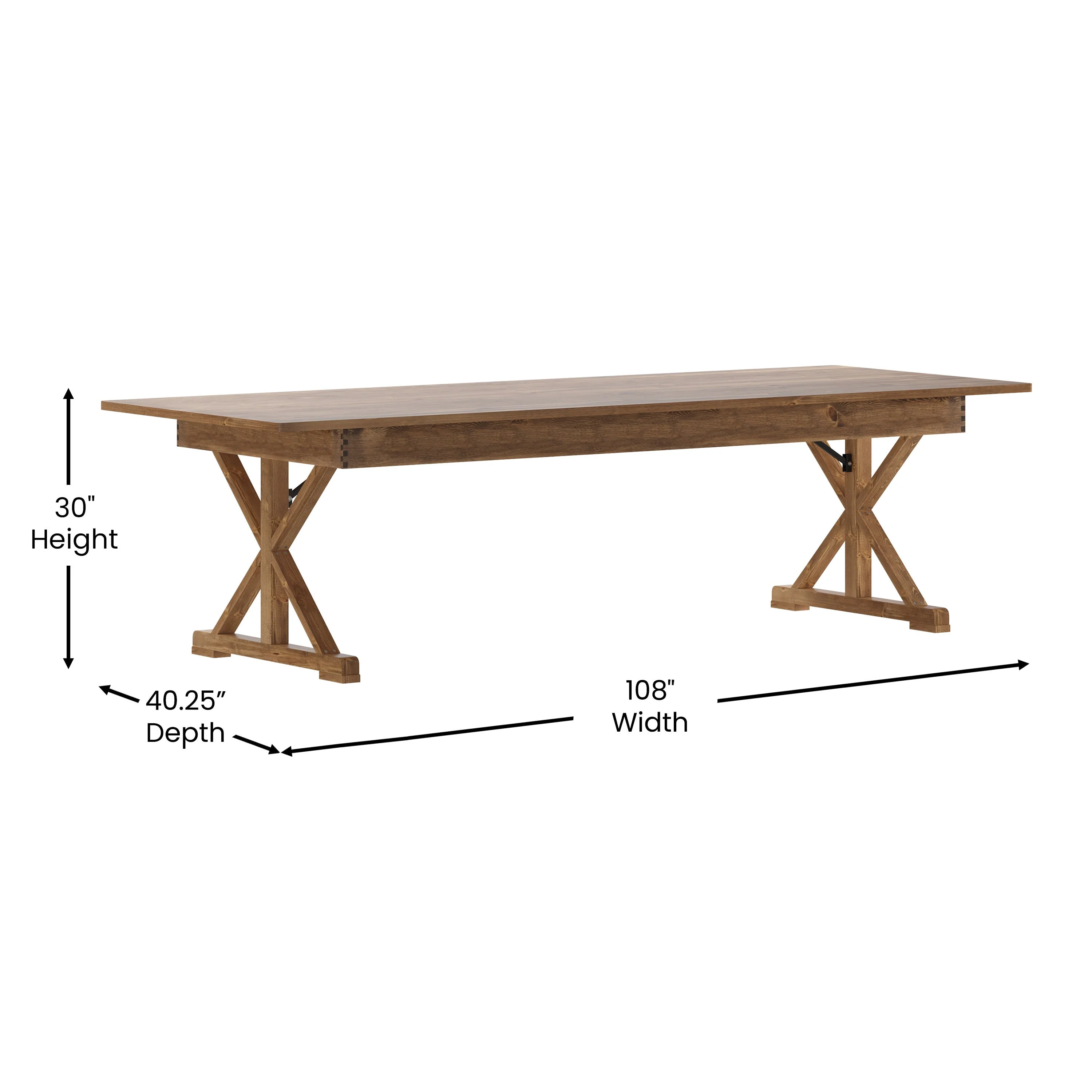 HERCULES 9' x 40" Rectangular Solid Pine Folding Farm Table with X Legs - Image 19