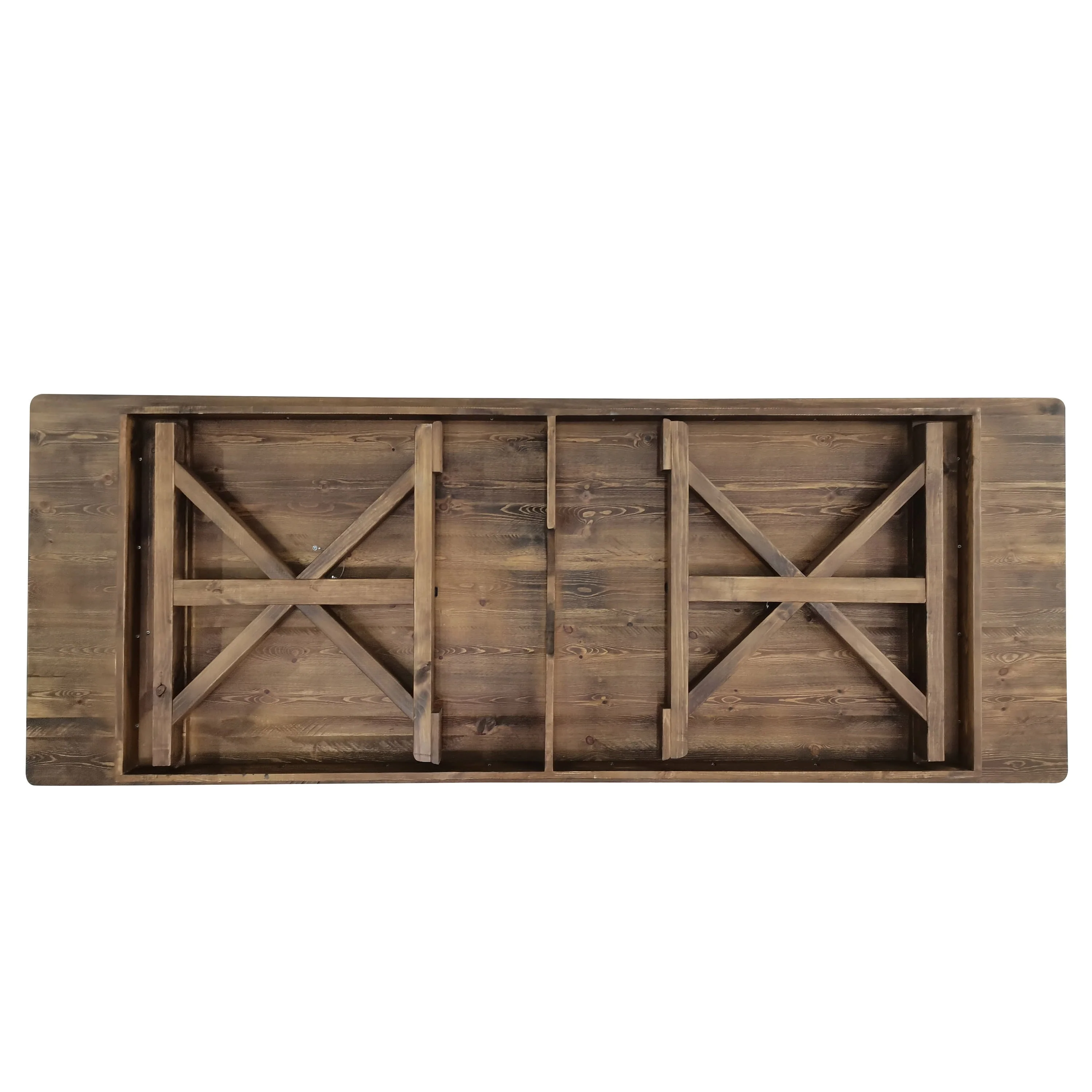 HERCULES 9' x 40" Rectangular Solid Pine Folding Farm Table with X Legs - Image 22