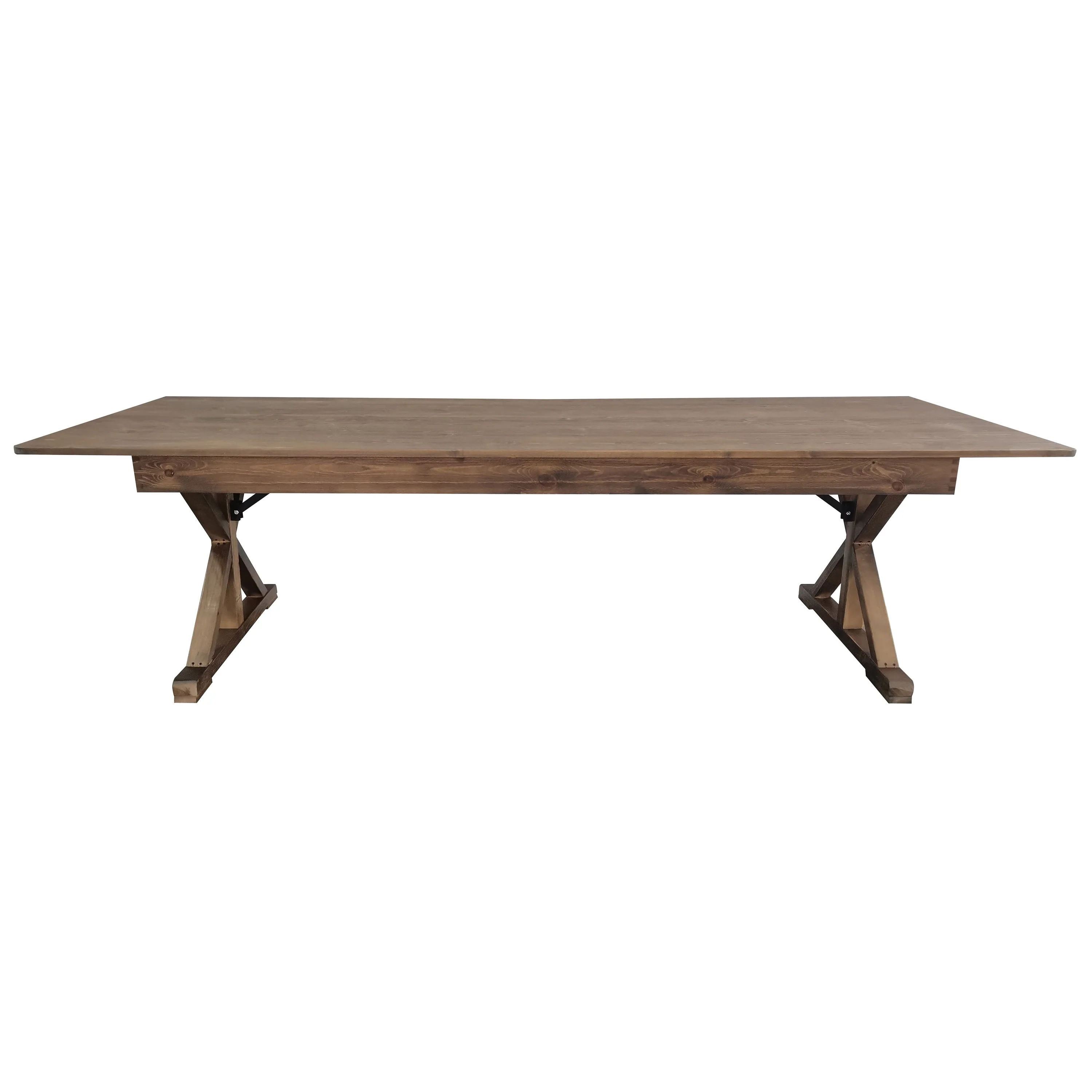 HERCULES 9' x 40" Rectangular Solid Pine Folding Farm Table with X Legs - Image 24