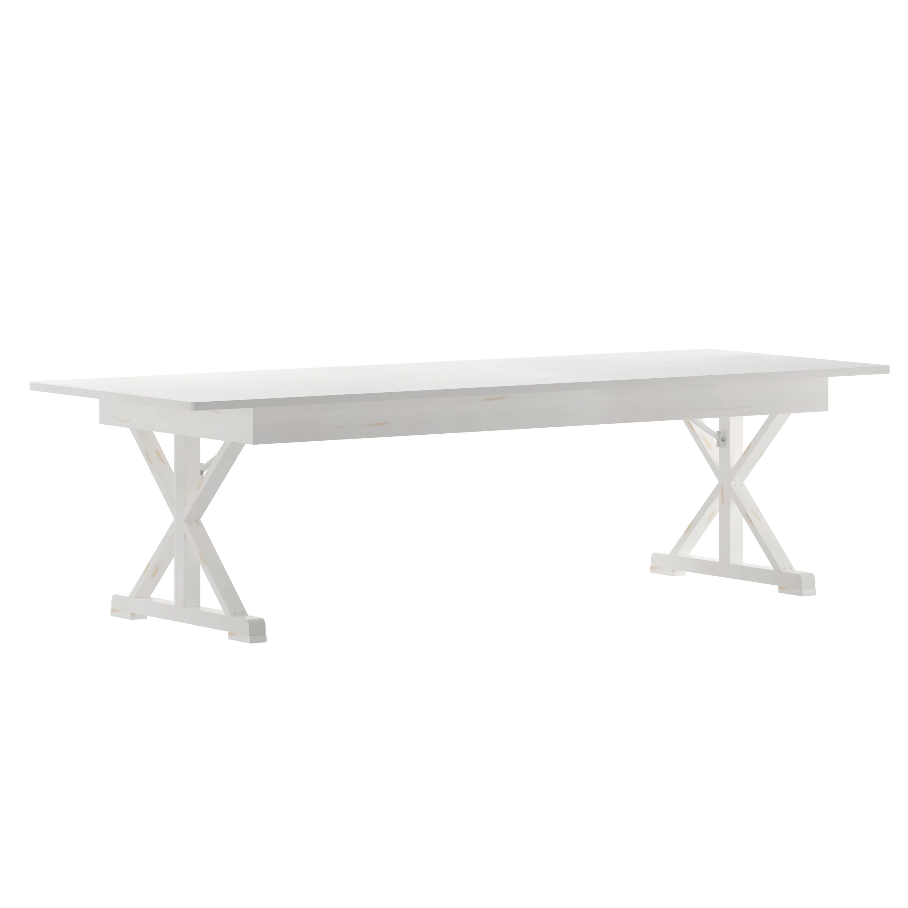 HERCULES 9' x 40" Rectangular Solid Pine Folding Farm Table with X Legs - Image 29