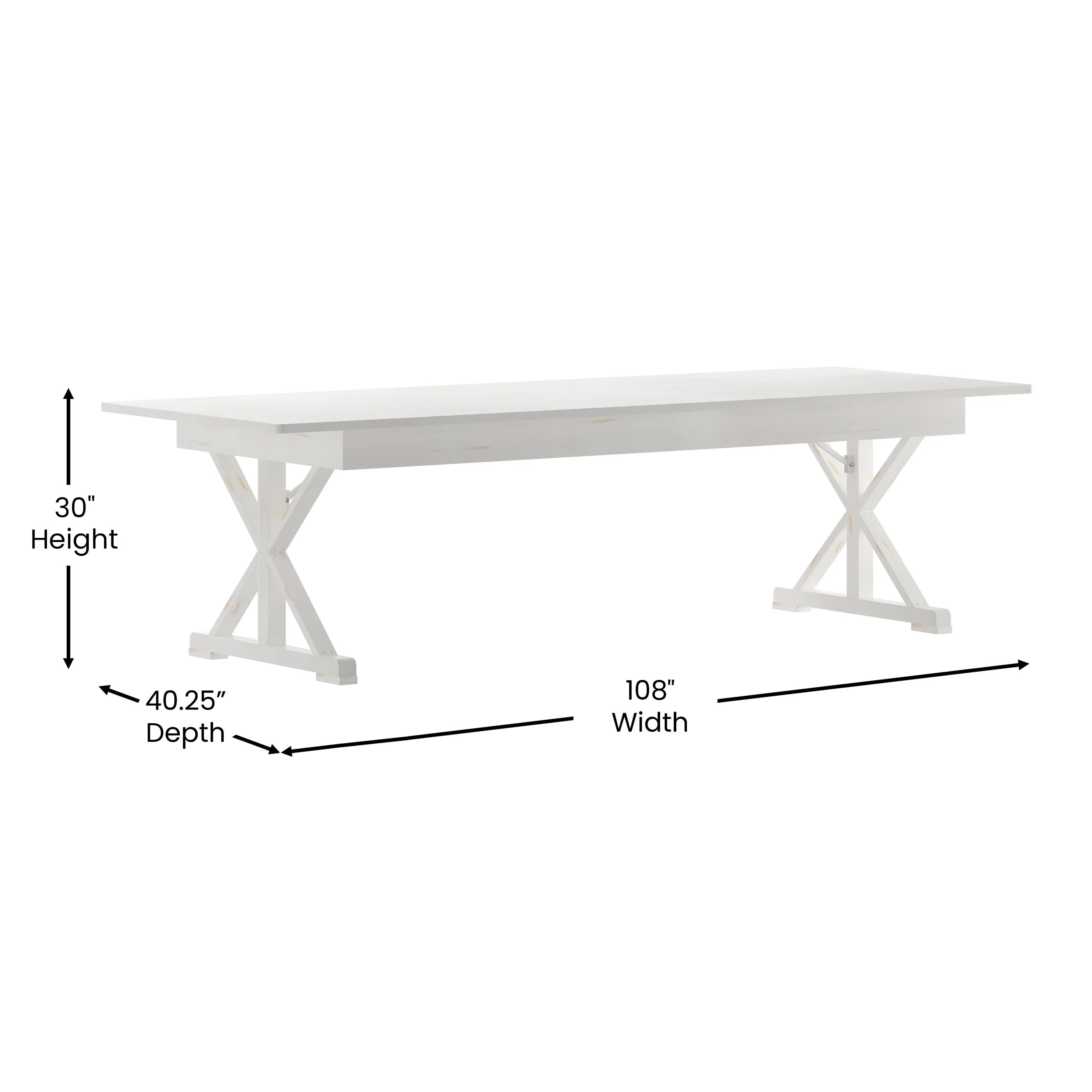 HERCULES 9' x 40" Rectangular Solid Pine Folding Farm Table with X Legs - Image 5