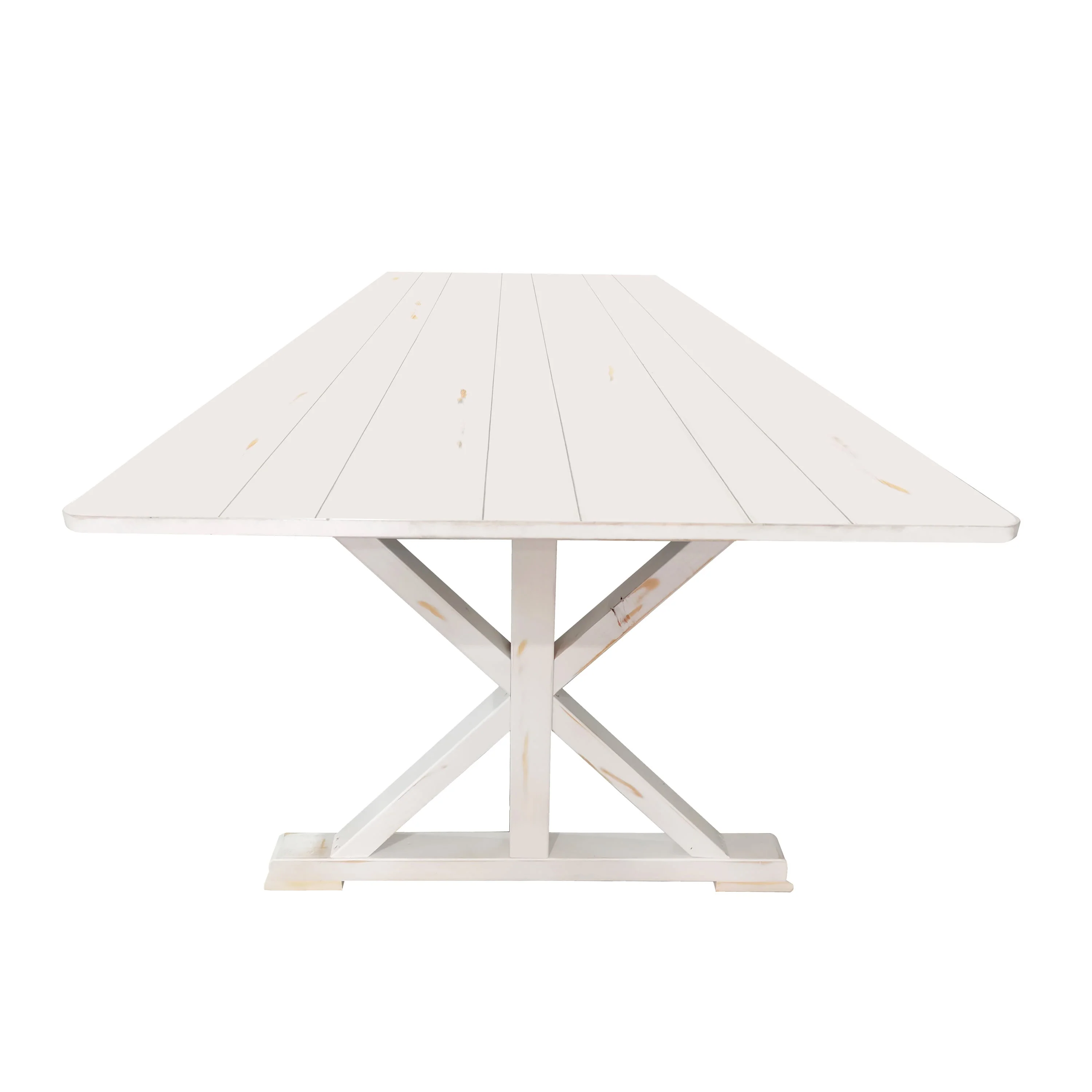 HERCULES 9' x 40" Rectangular Solid Pine Folding Farm Table with X Legs - Image 9