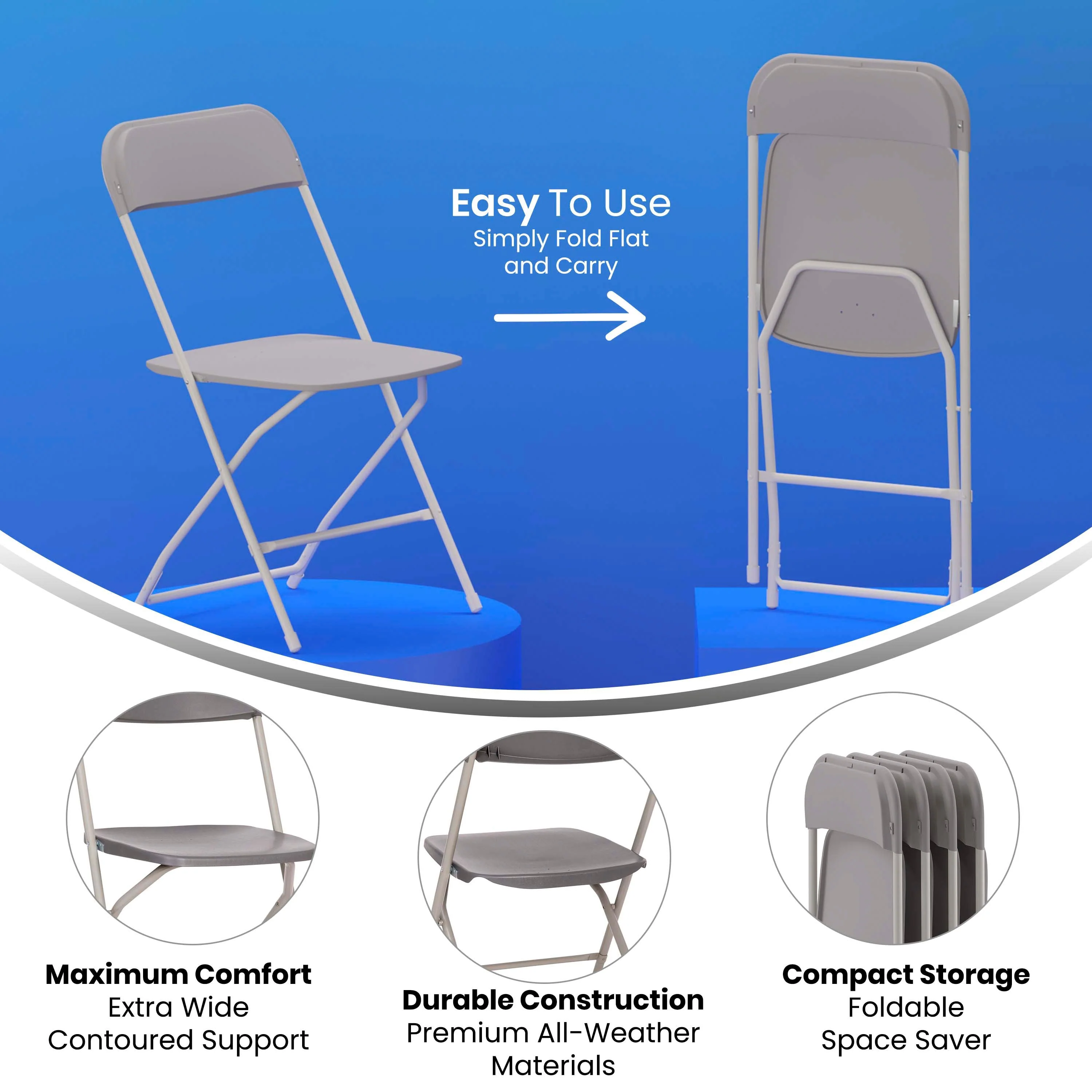 Hercules Big and Tall Commercial Folding Chair - Extra Wide 650LB. Capacity - Durable Plastic - Image 23