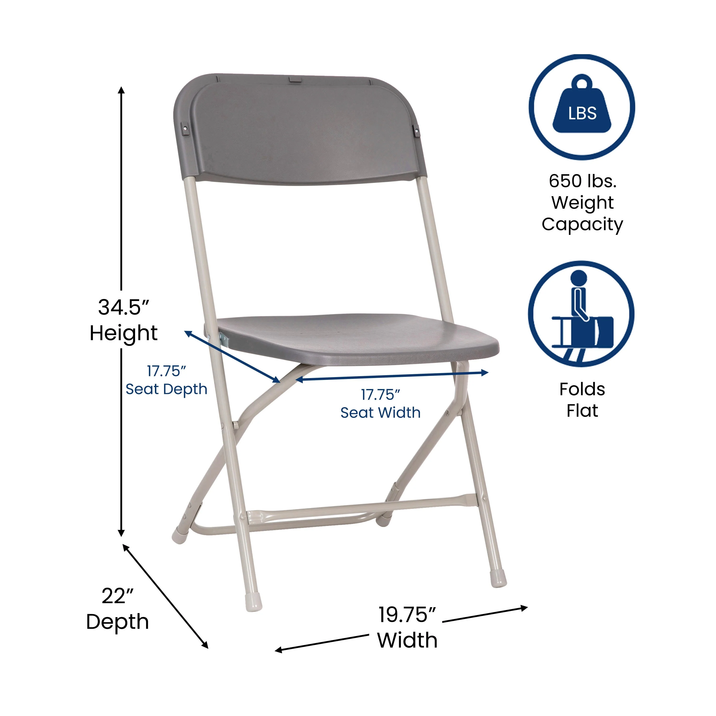 Hercules Big and Tall Commercial Folding Chair - Extra Wide 650LB. Capacity - Durable Plastic - Image 24