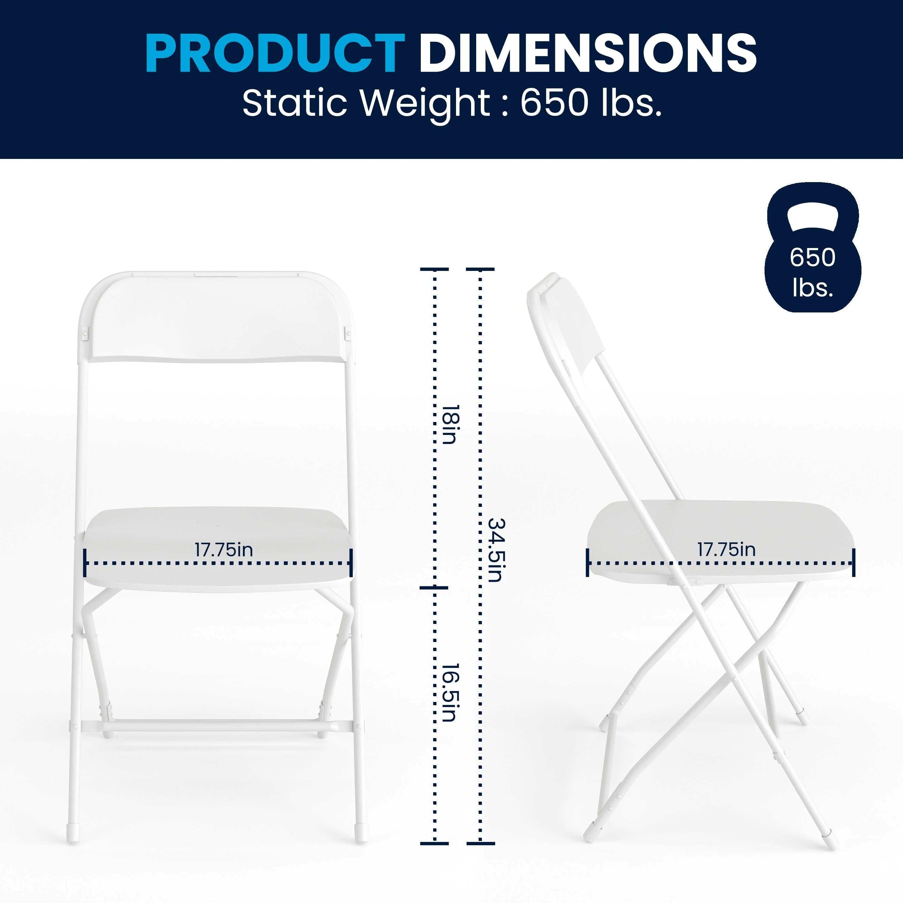 Hercules Big and Tall Commercial Folding Chair - Extra Wide 650LB. Capacity - Durable Plastic - Image 41