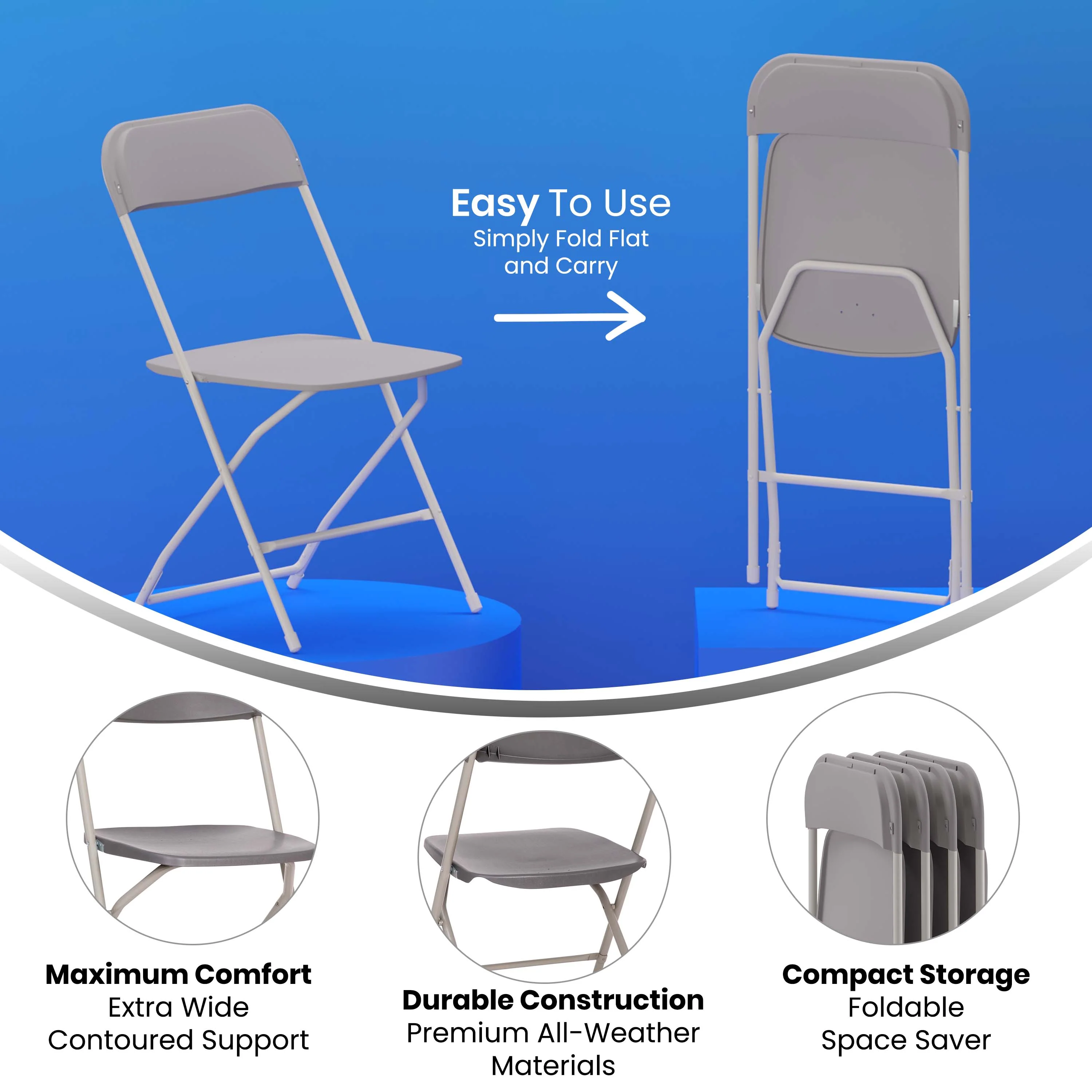 Hercules Big and Tall Commercial Folding Chair - Extra Wide 650LB. Capacity - Durable Plastic - Image 58
