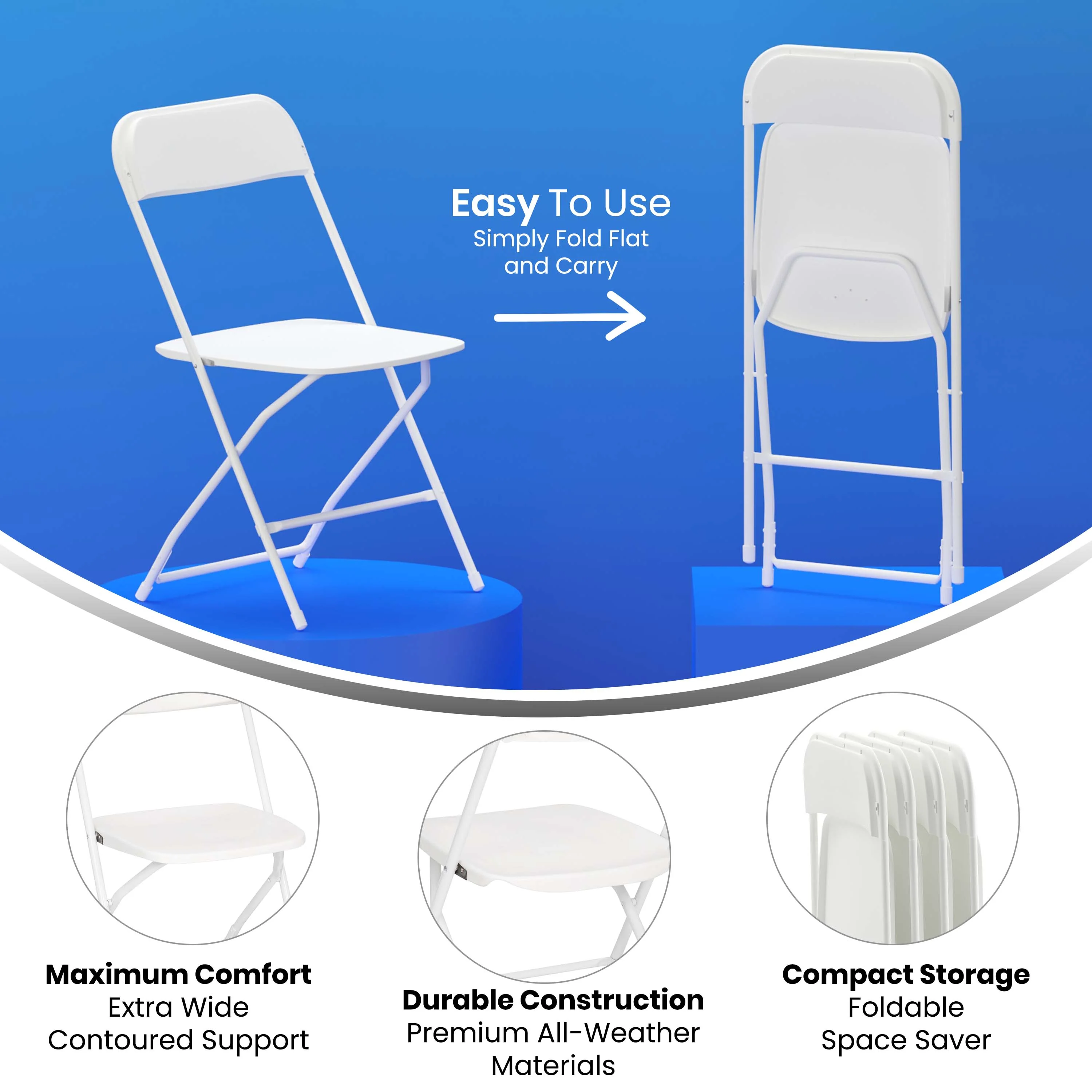 Hercules Big and Tall Commercial Folding Chair - Extra Wide 650LB. Capacity - Durable Plastic - Image 92