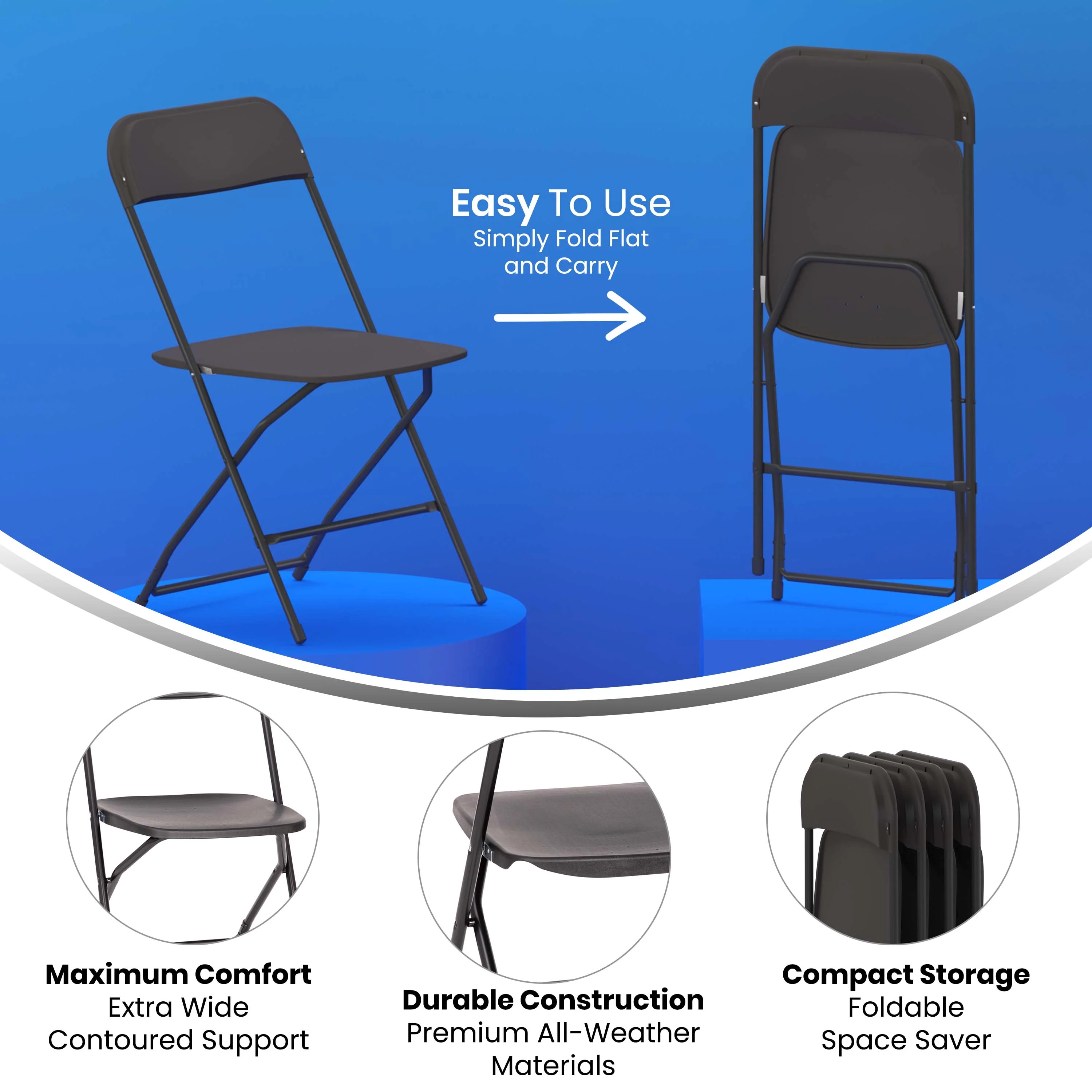 Hercules Big and Tall Commercial Folding Chair - Extra Wide 650LB. Capacity - Durable Plastic - 4-Pack - Image 25