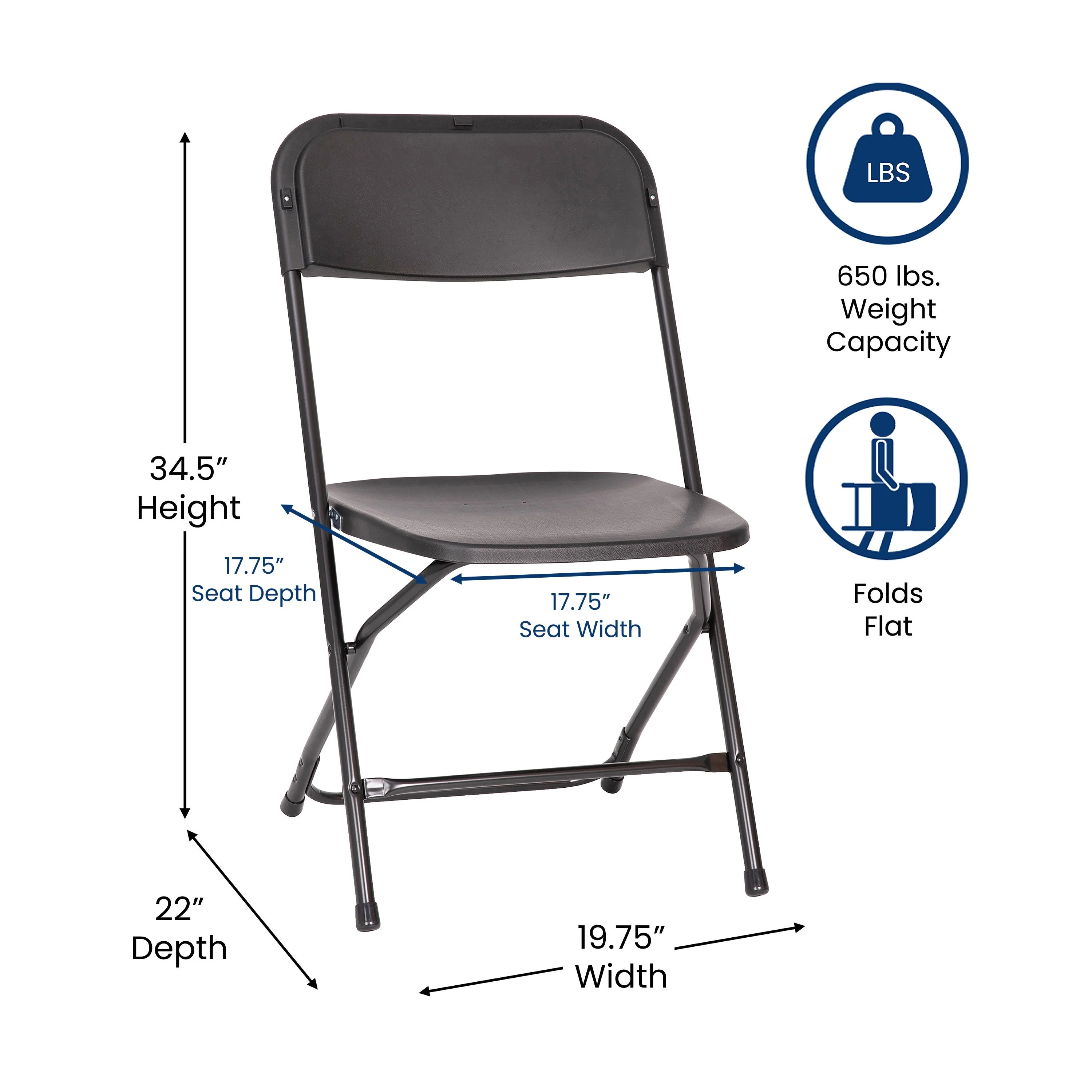 Hercules Big and Tall Commercial Folding Chair - Extra Wide 650LB. Capacity - Durable Plastic - 4-Pack - Image 26
