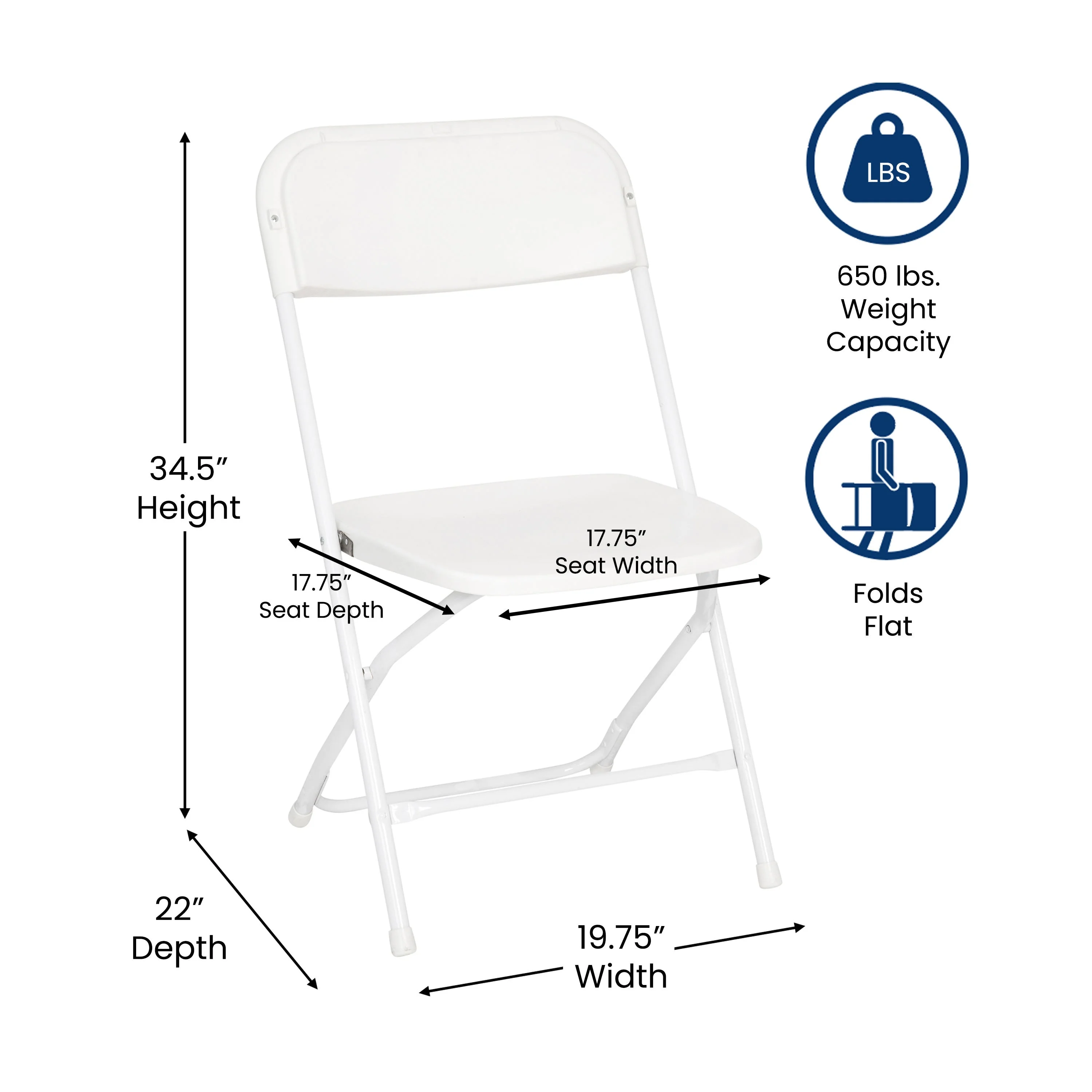 Hercules Big and Tall Commercial Folding Chair - Extra Wide 650LB. Capacity - Durable Plastic - 4-Pack - Image 44