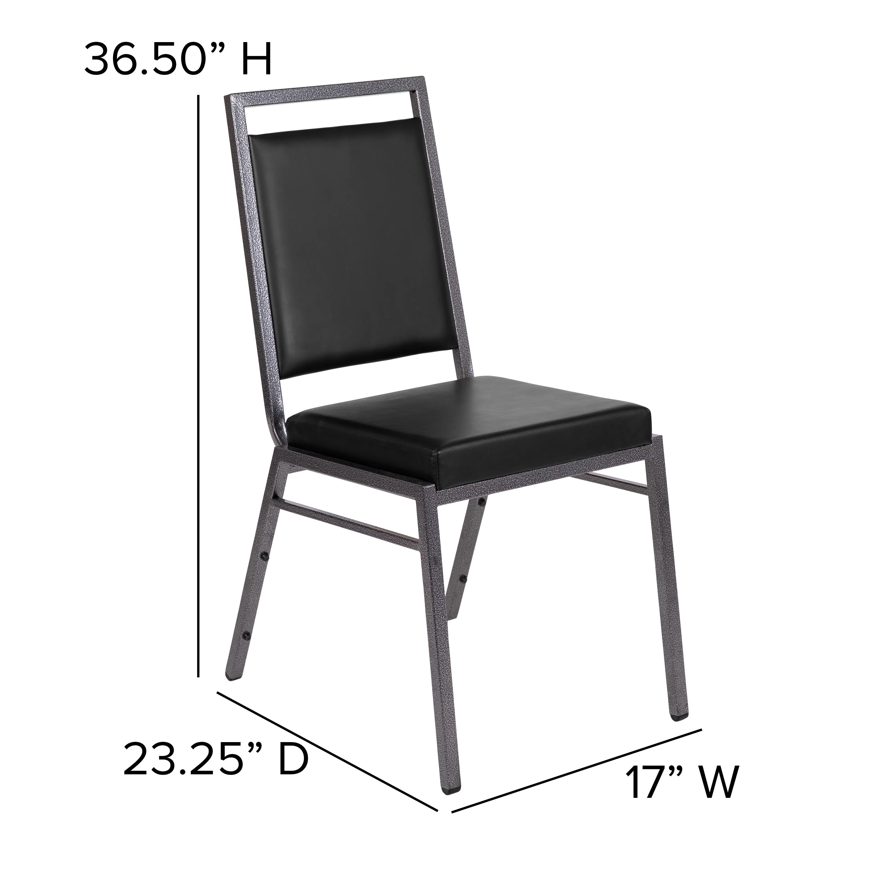 HERCULES Series Square Back Stacking Banquet Chair with Silvervein Frame - Image 6