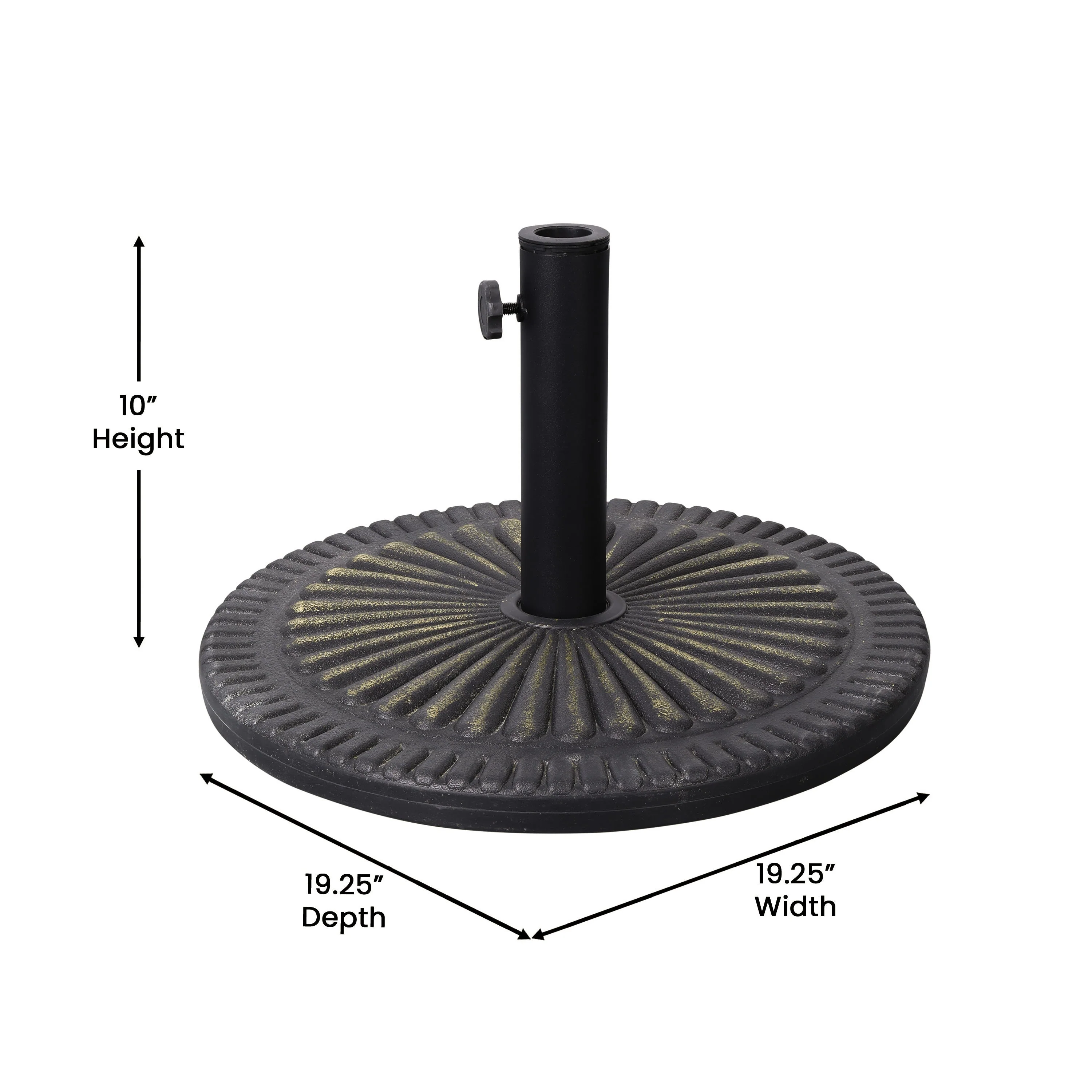 Kona Universal Cement Patio Umbrella Base with Sunburst Patterned Weatherproof Plastic Polymer Coating - Image 14