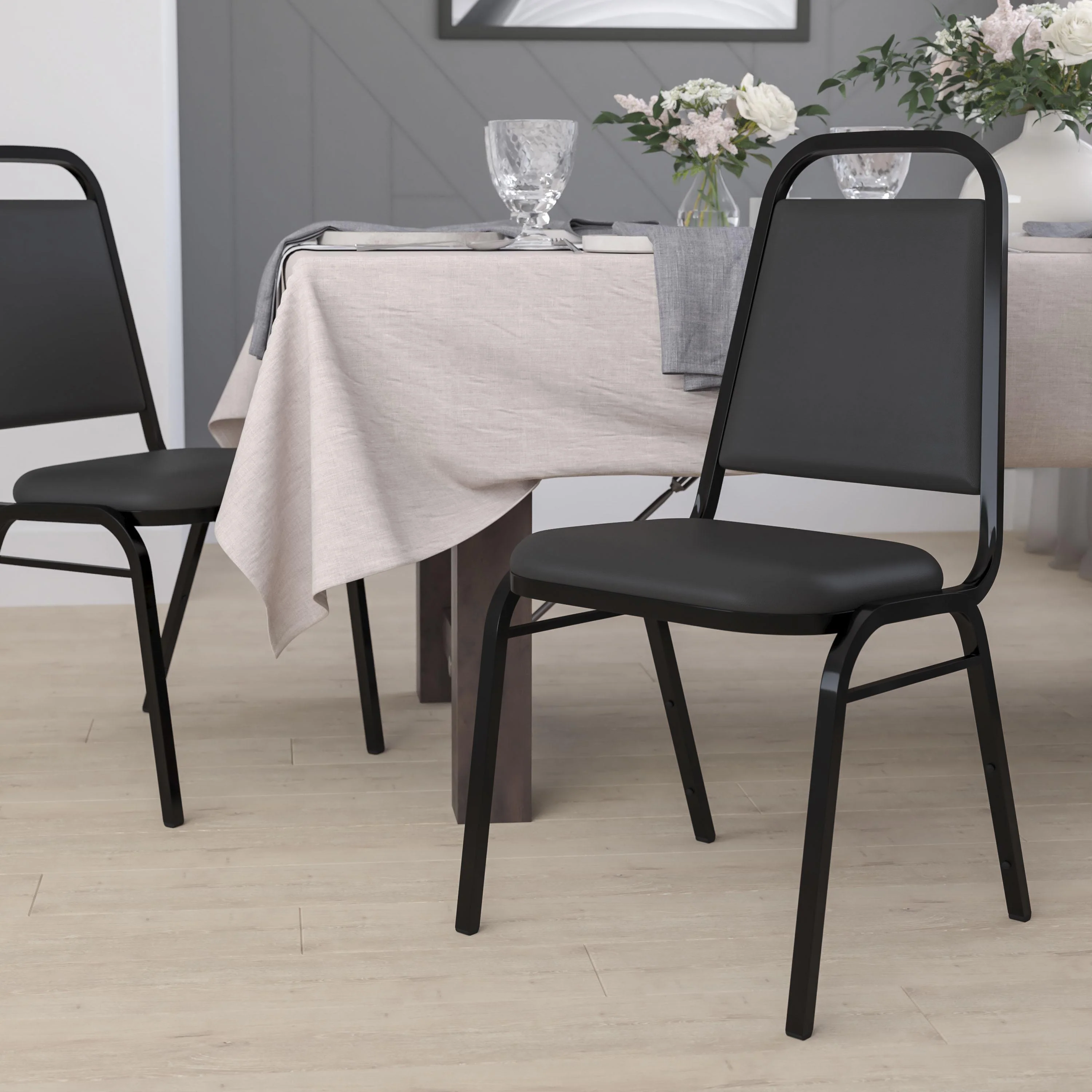 HERCULES Series Trapezoidal Back Stacking Banquet Chair with 1.5" Thick Seat - Image 15