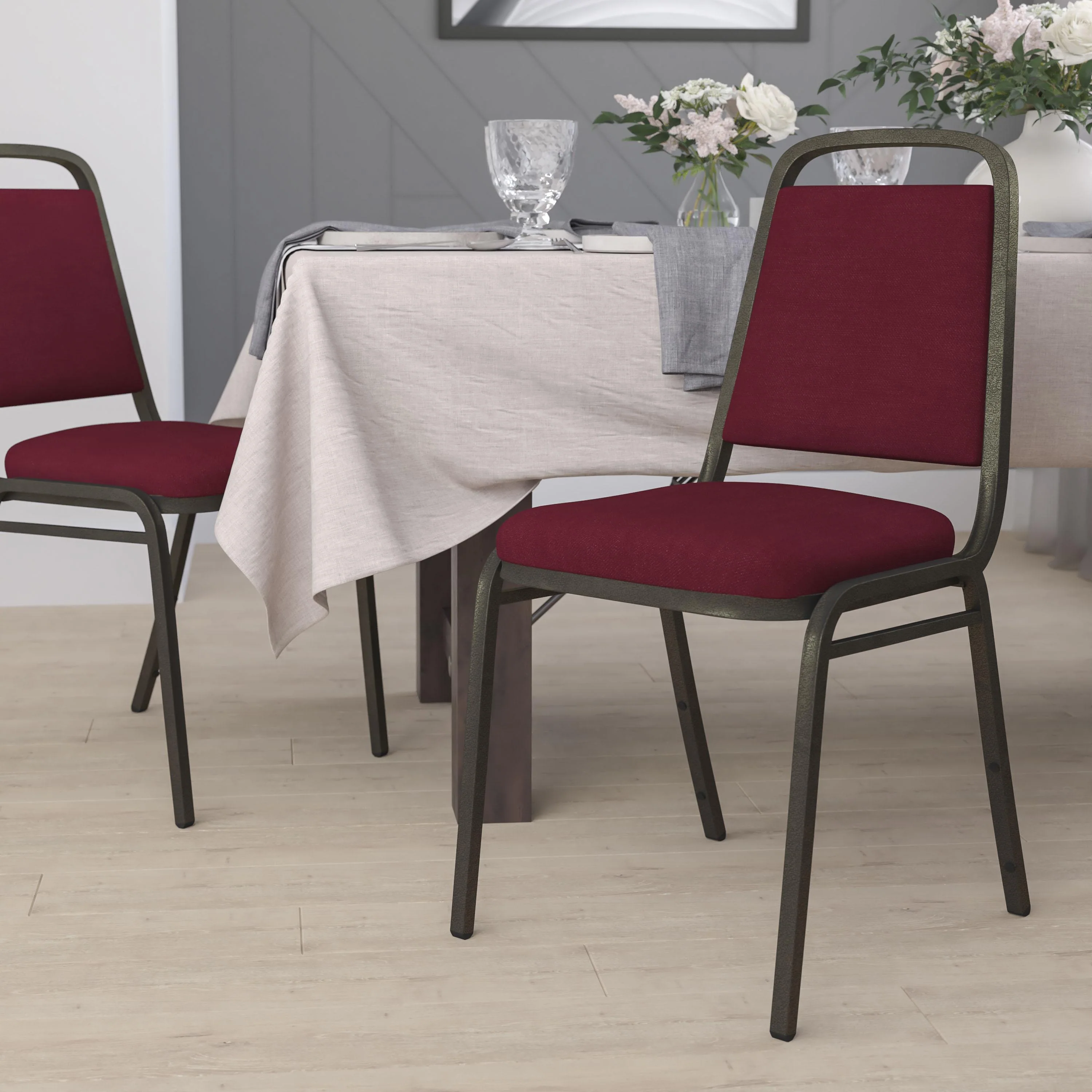 HERCULES Series Trapezoidal Back Stacking Banquet Chair with 1.5" Thick Seat - Image 28