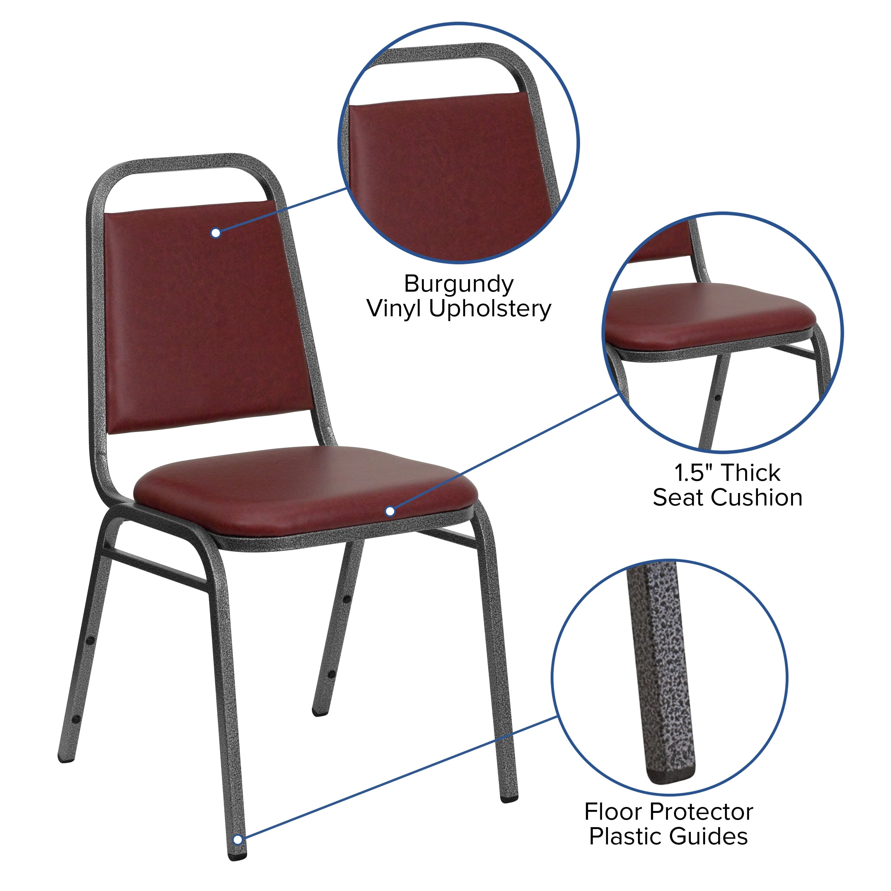 HERCULES Series Trapezoidal Back Stacking Banquet Chair with 1.5" Thick Seat - Image 5