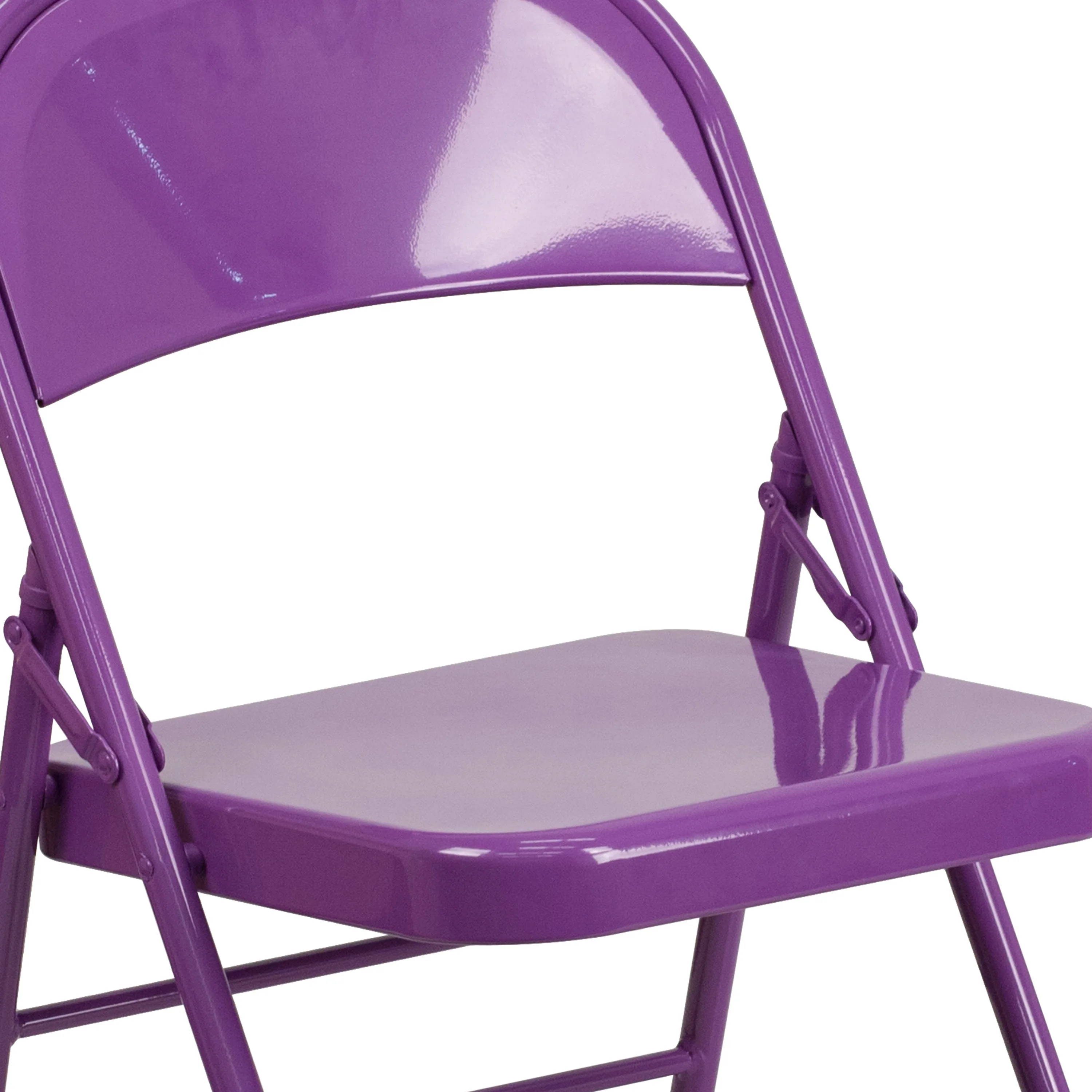 HERCULES COLORBURST Series Triple Braced & Double Hinged Metal Folding Chair - Image 11