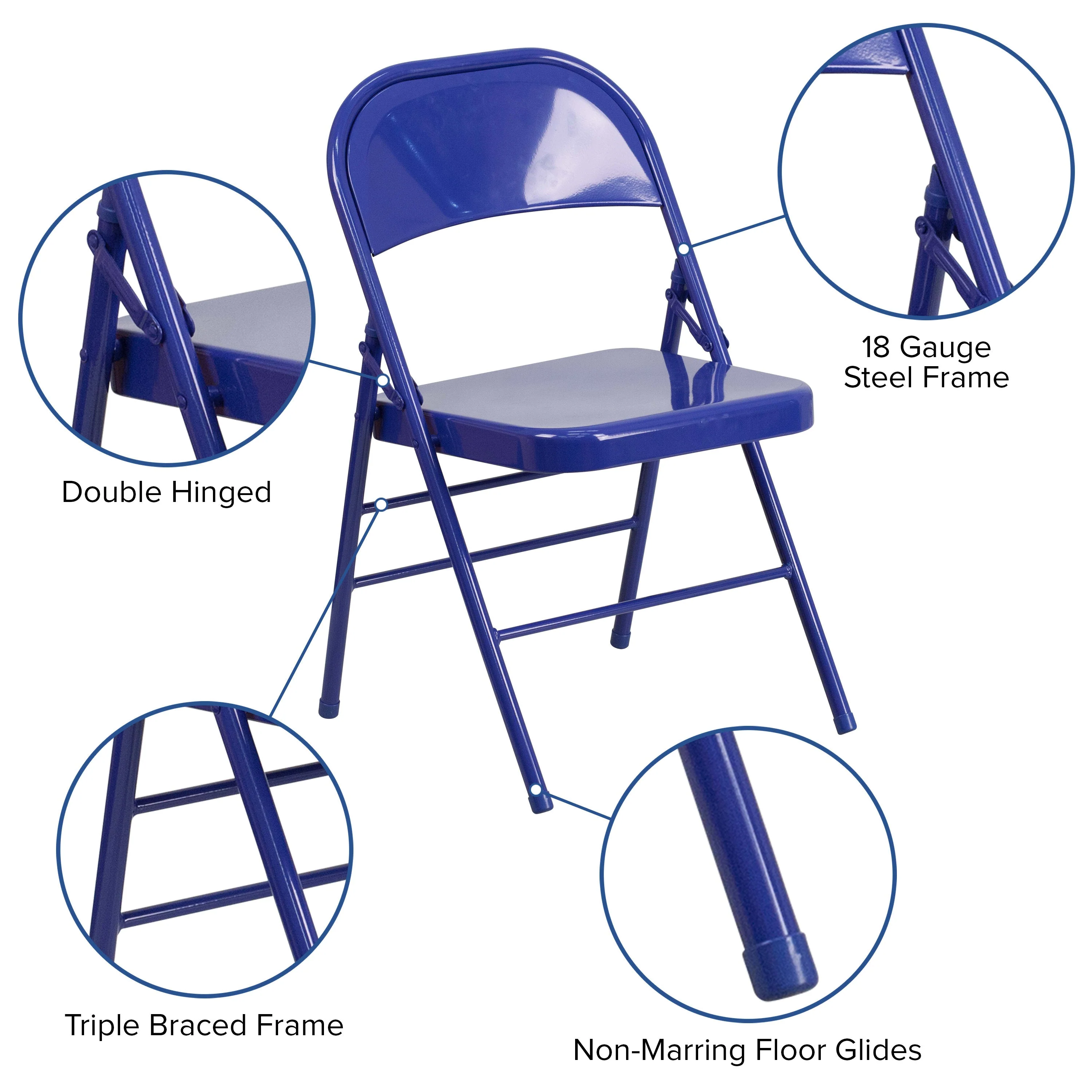 HERCULES COLORBURST Series Triple Braced & Double Hinged Metal Folding Chair - Image 17