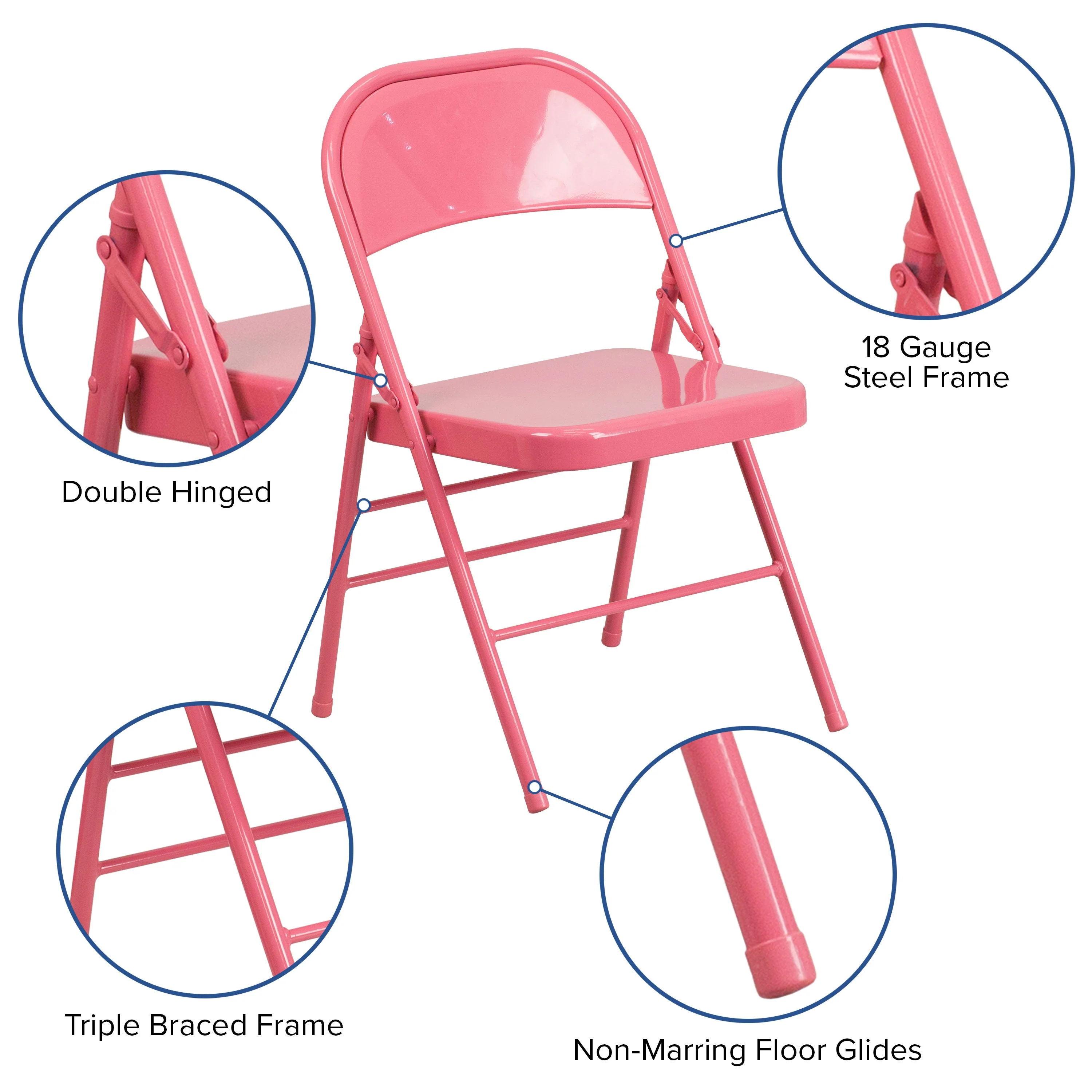 HERCULES COLORBURST Series Triple Braced & Double Hinged Metal Folding Chair - Image 29