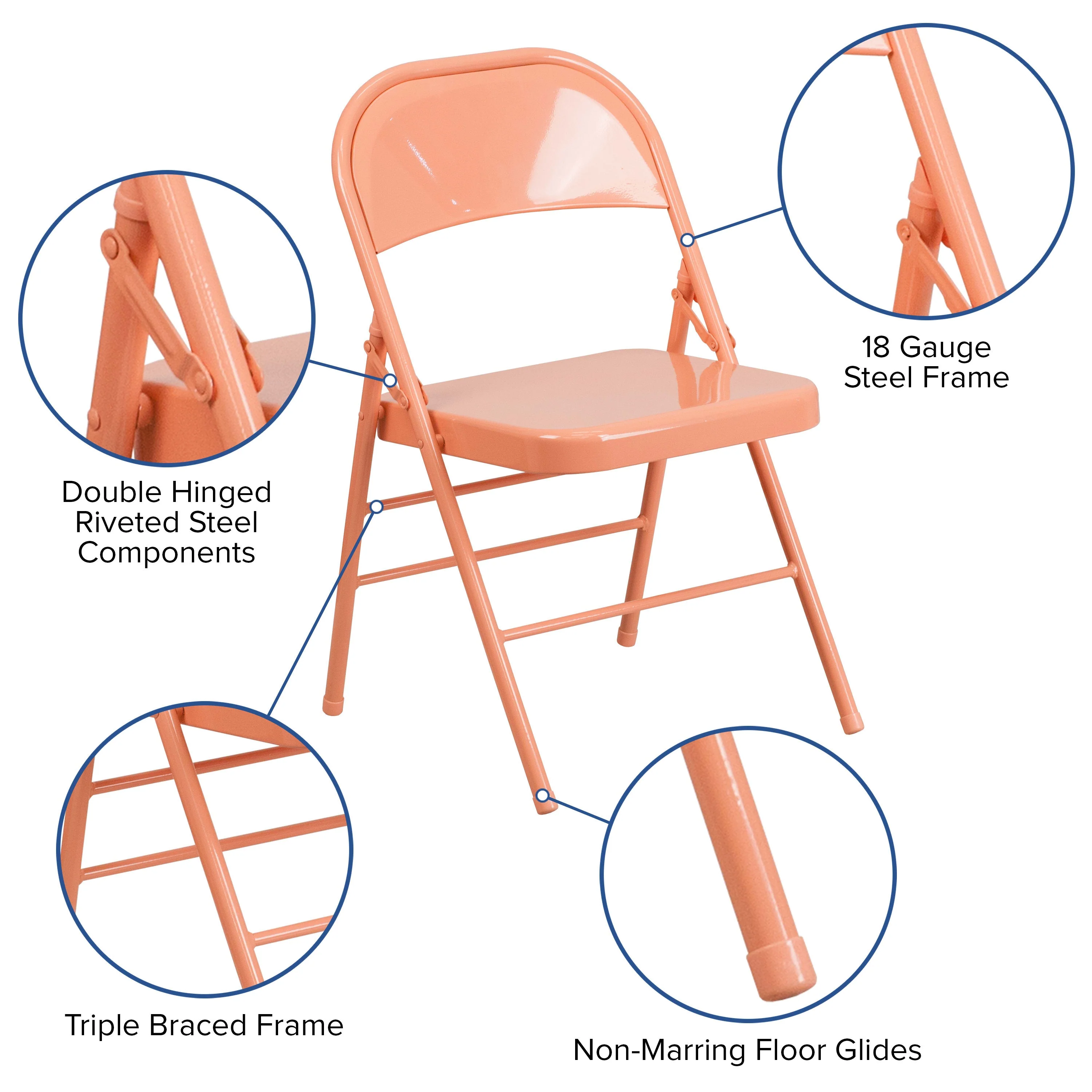 HERCULES COLORBURST Series Triple Braced & Double Hinged Metal Folding Chair - Image 41