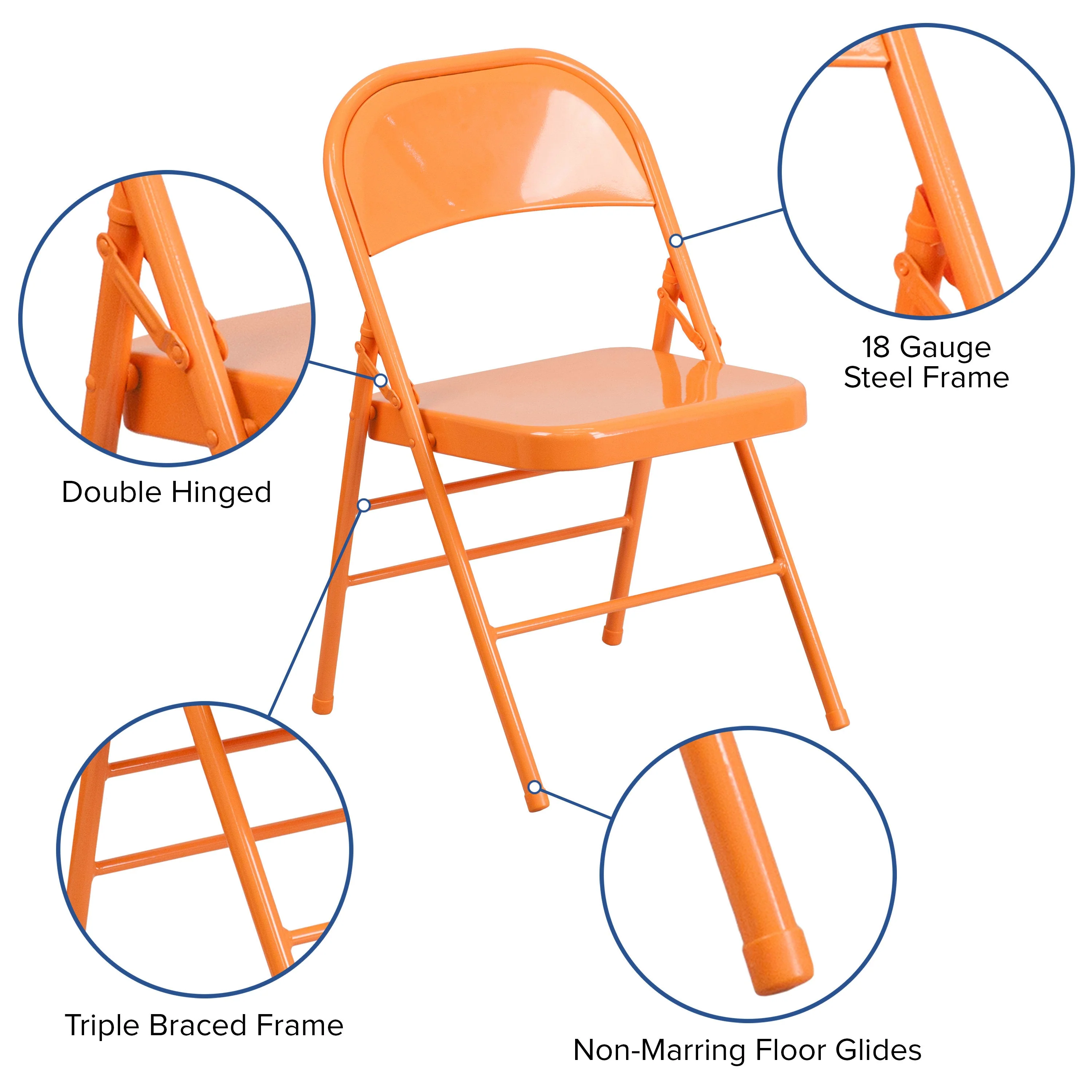 HERCULES COLORBURST Series Triple Braced & Double Hinged Metal Folding Chair - Image 64