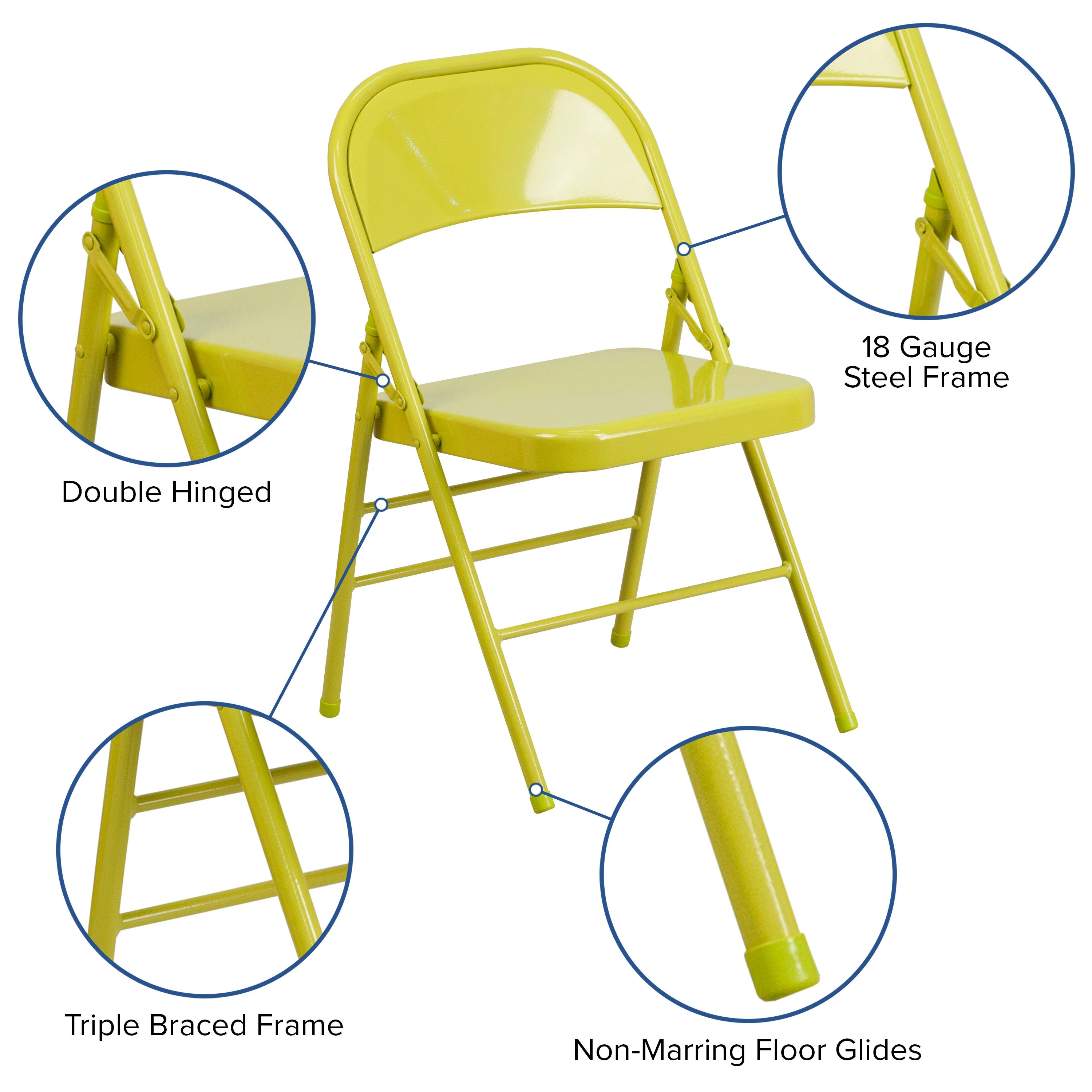 HERCULES COLORBURST Series Triple Braced & Double Hinged Metal Folding Chair - Image 76