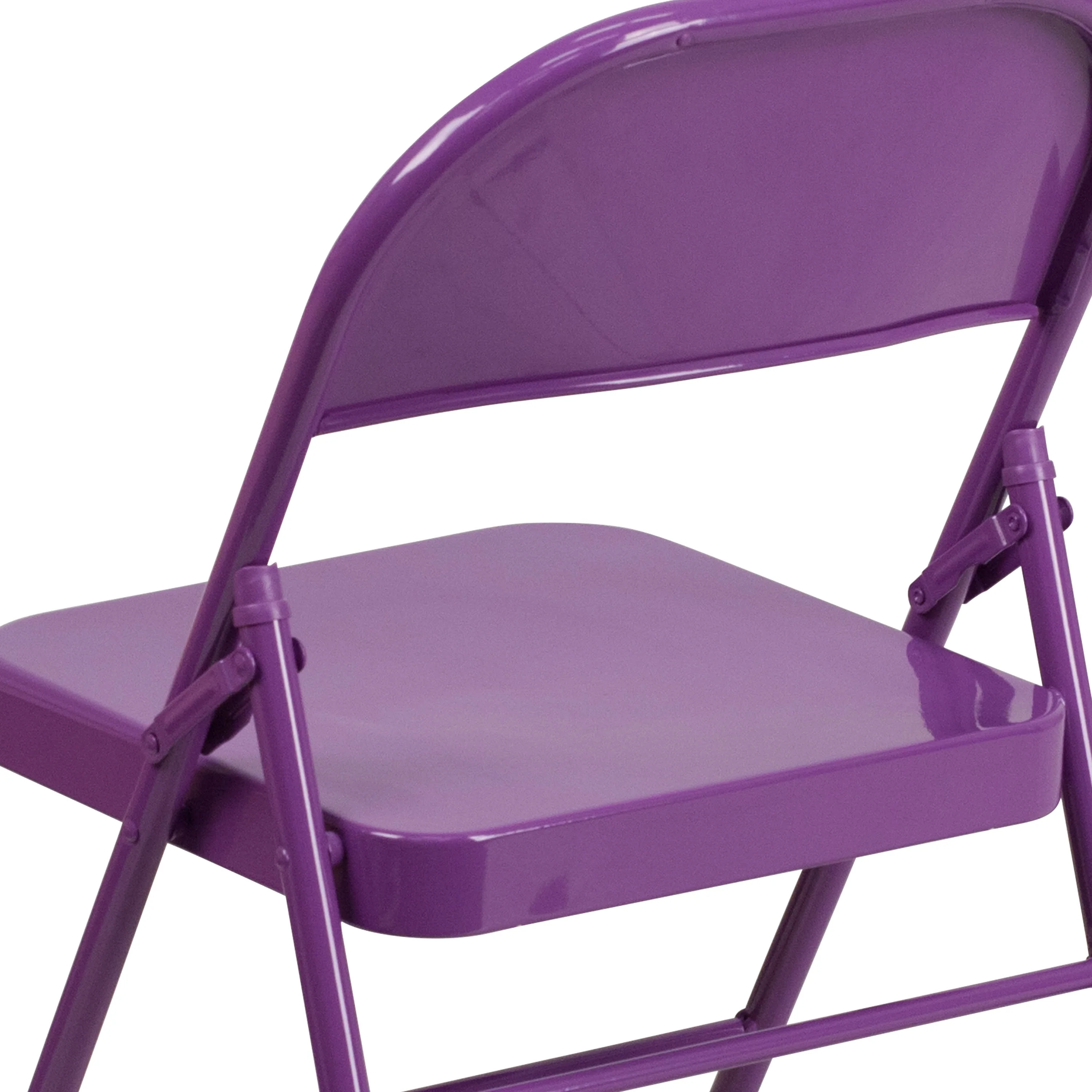 HERCULES COLORBURST Series Triple Braced & Double Hinged Metal Folding Chair - Image 8