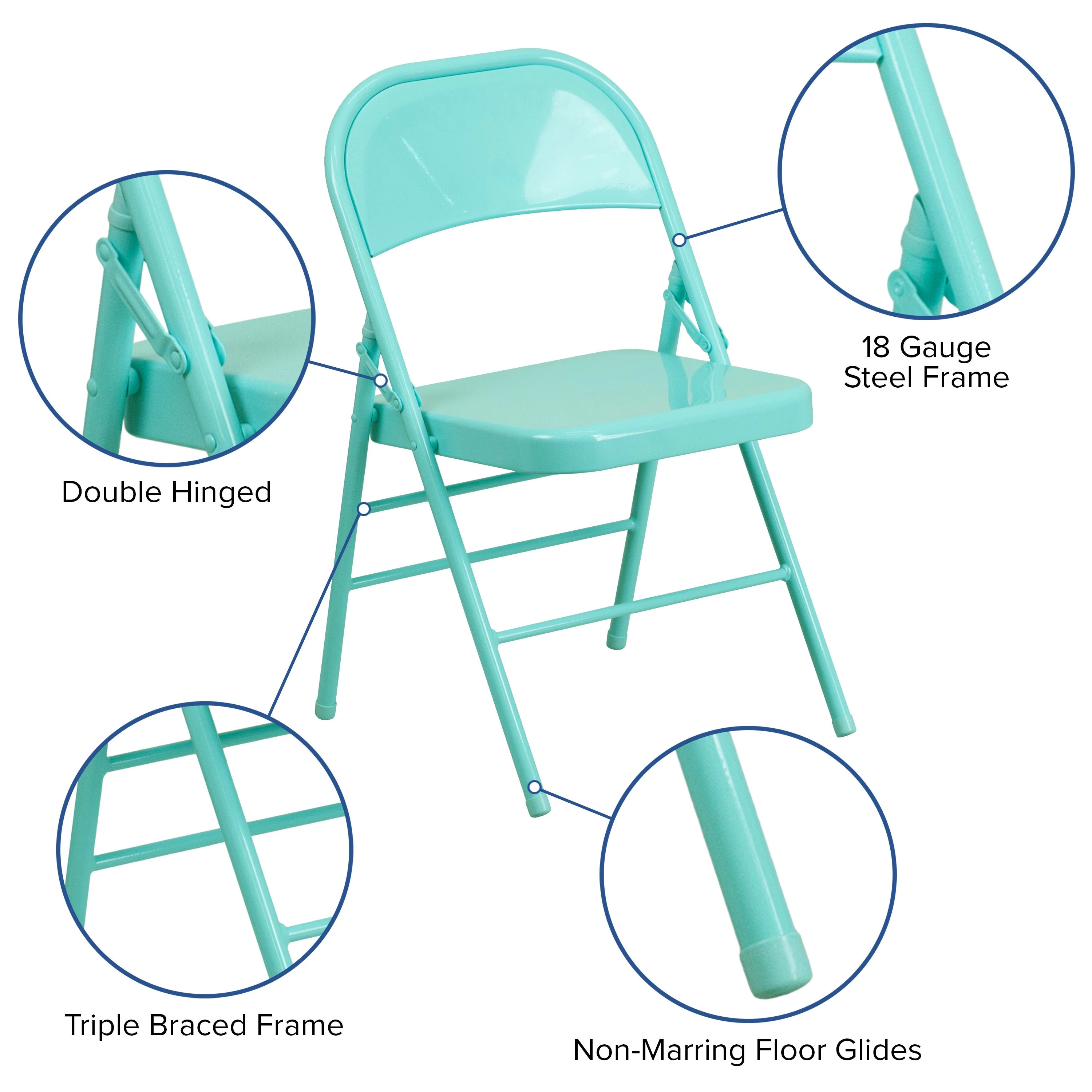 HERCULES COLORBURST Series Triple Braced & Double Hinged Metal Folding Chair - Image 88
