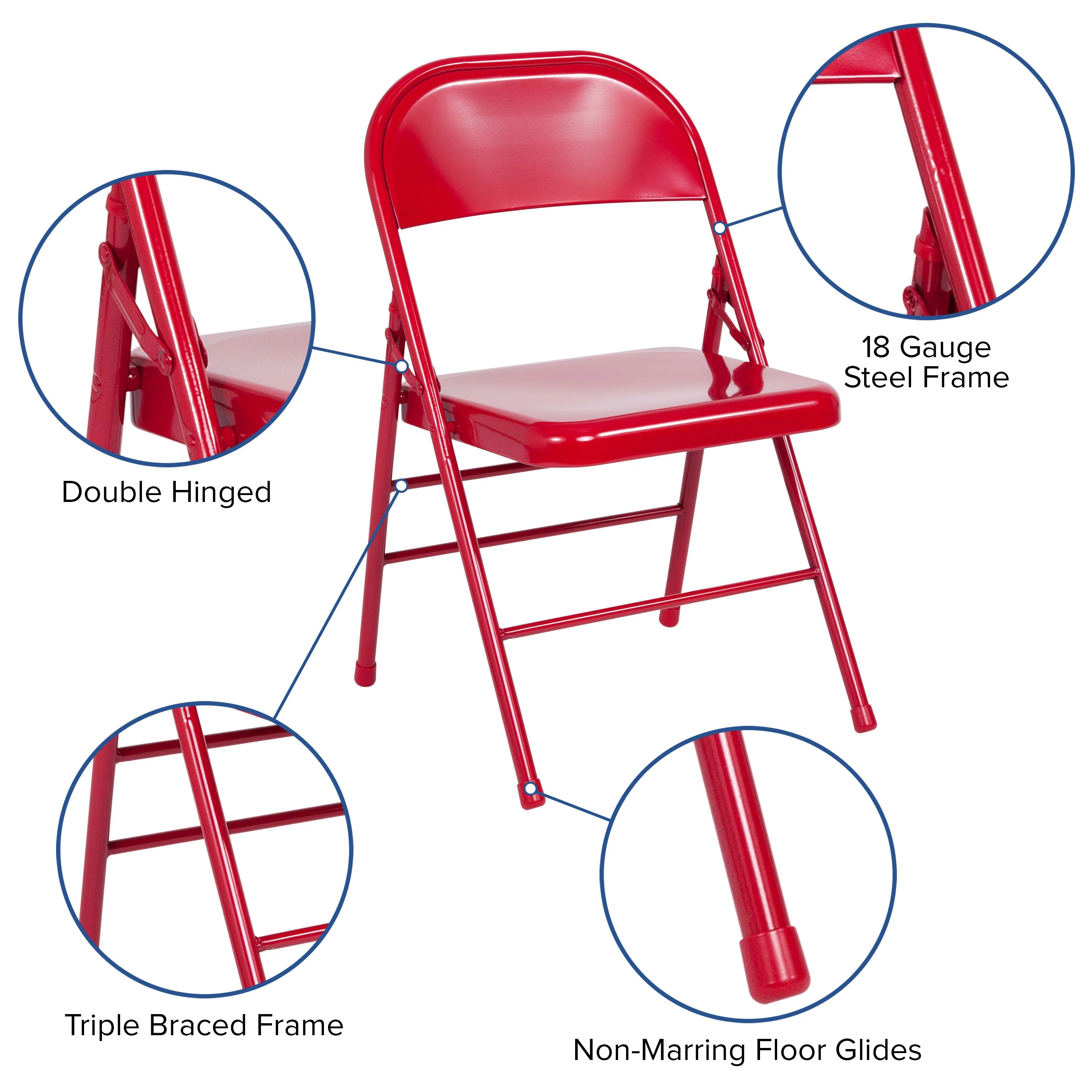 HERCULES Series Triple Braced & Double Hinged Metal Folding Chair - Image 17