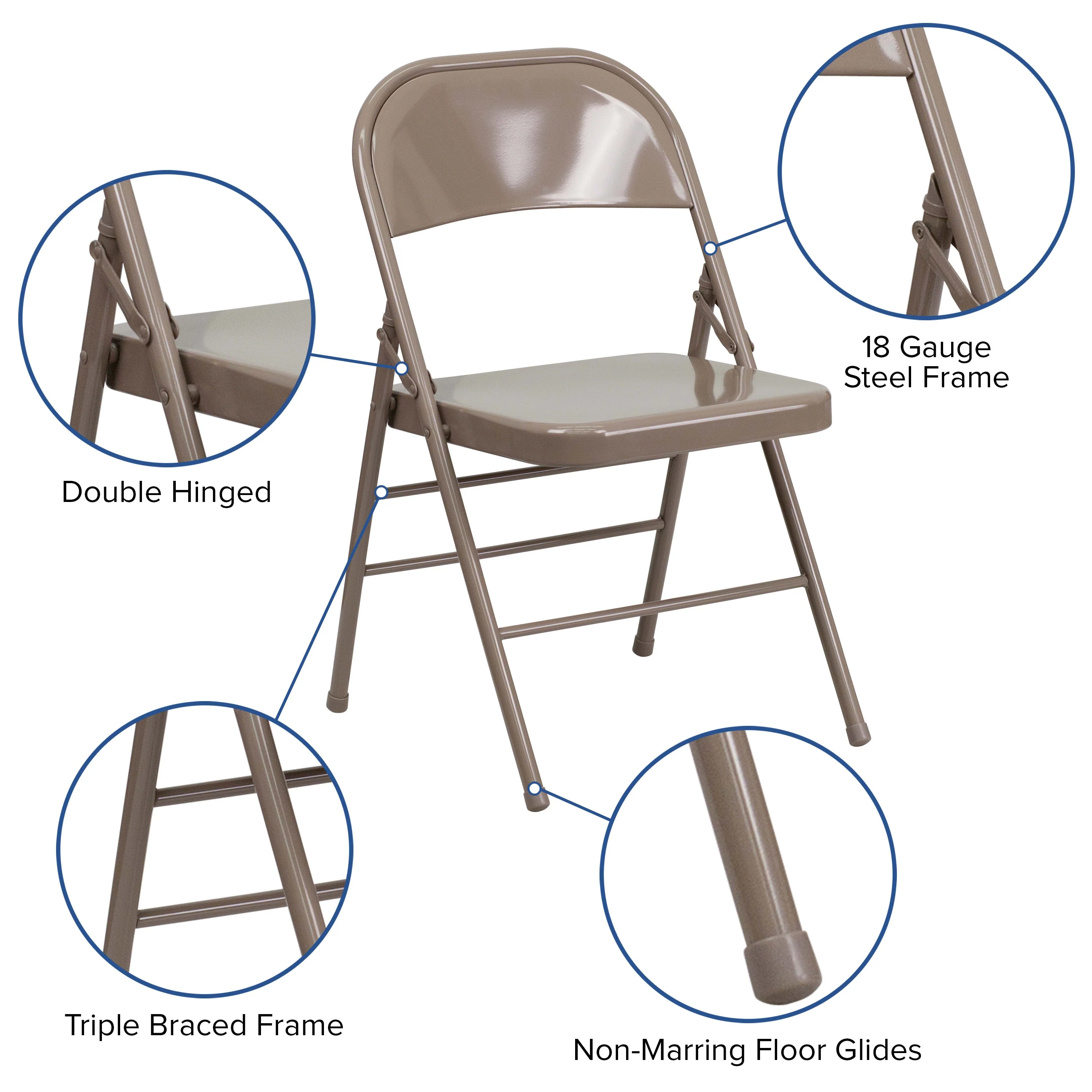 HERCULES Series Triple Braced & Double Hinged Metal Folding Chair - Image 29
