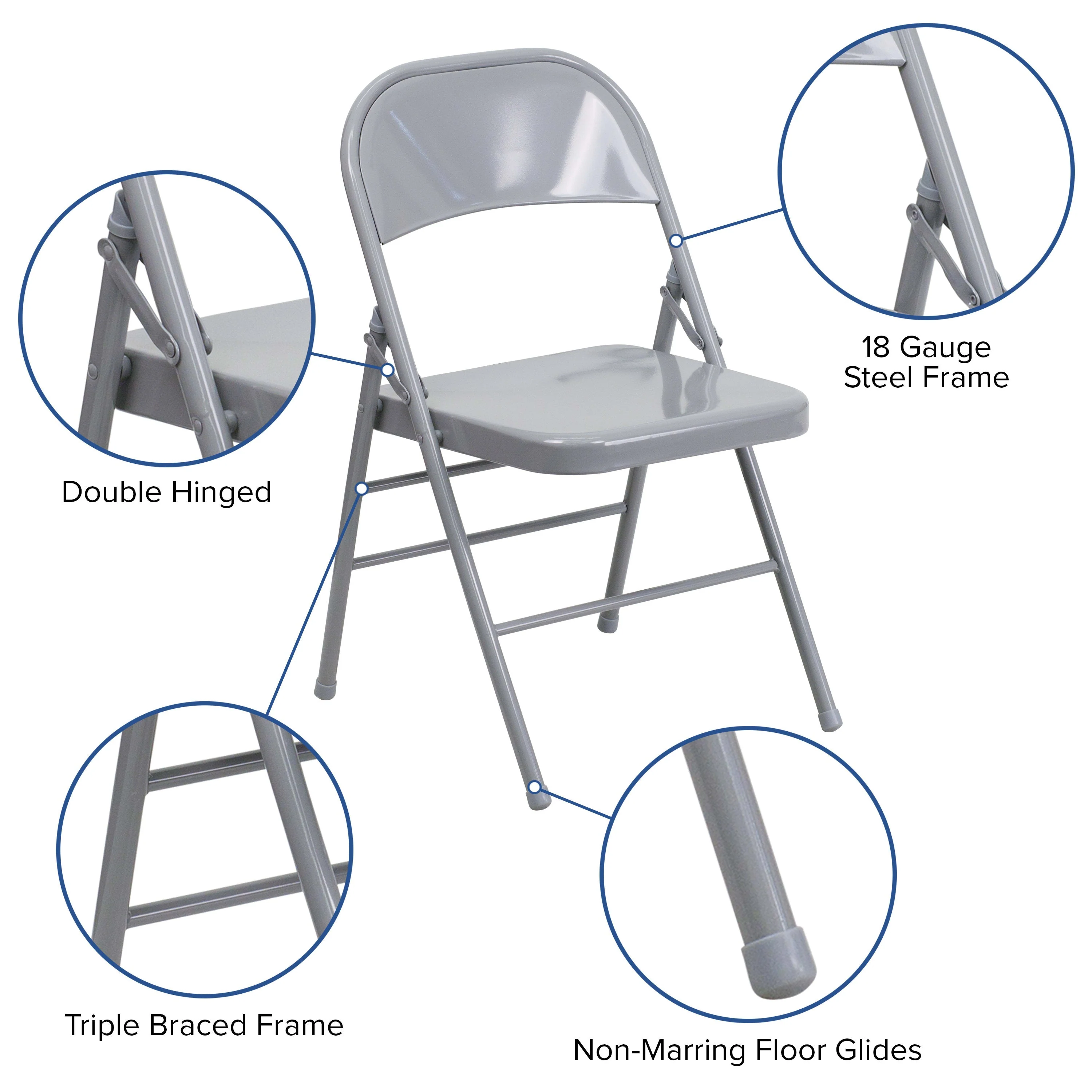 HERCULES Series Triple Braced & Double Hinged Metal Folding Chair - Image 41