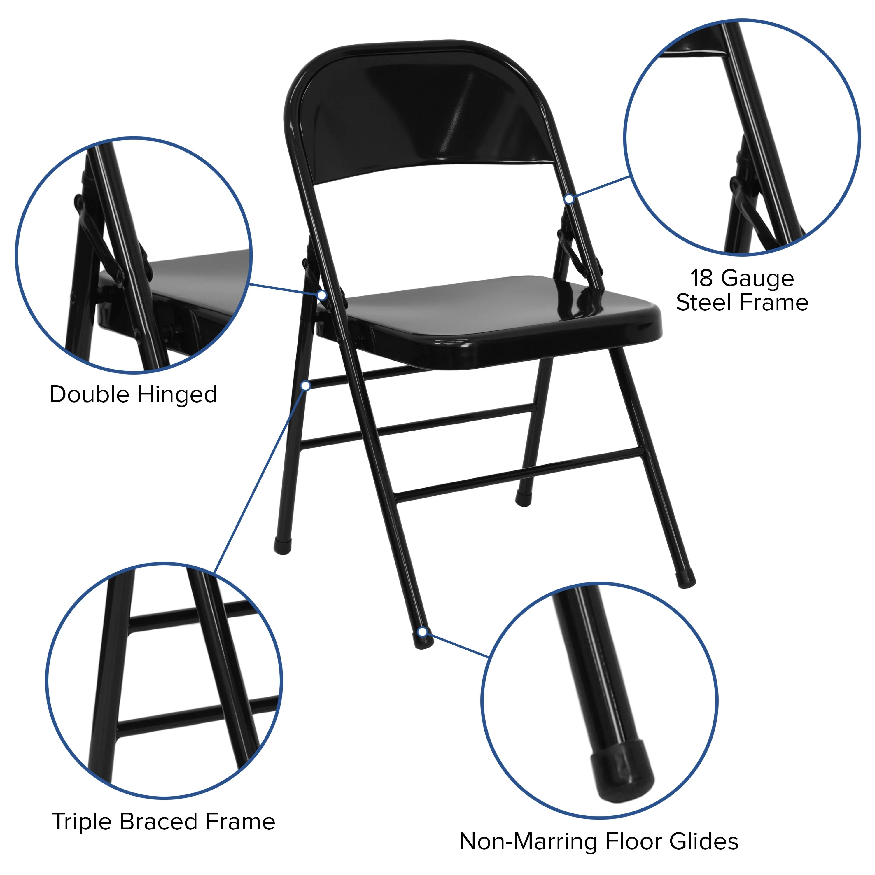 HERCULES Series Triple Braced & Double Hinged Metal Folding Chair - Image 5