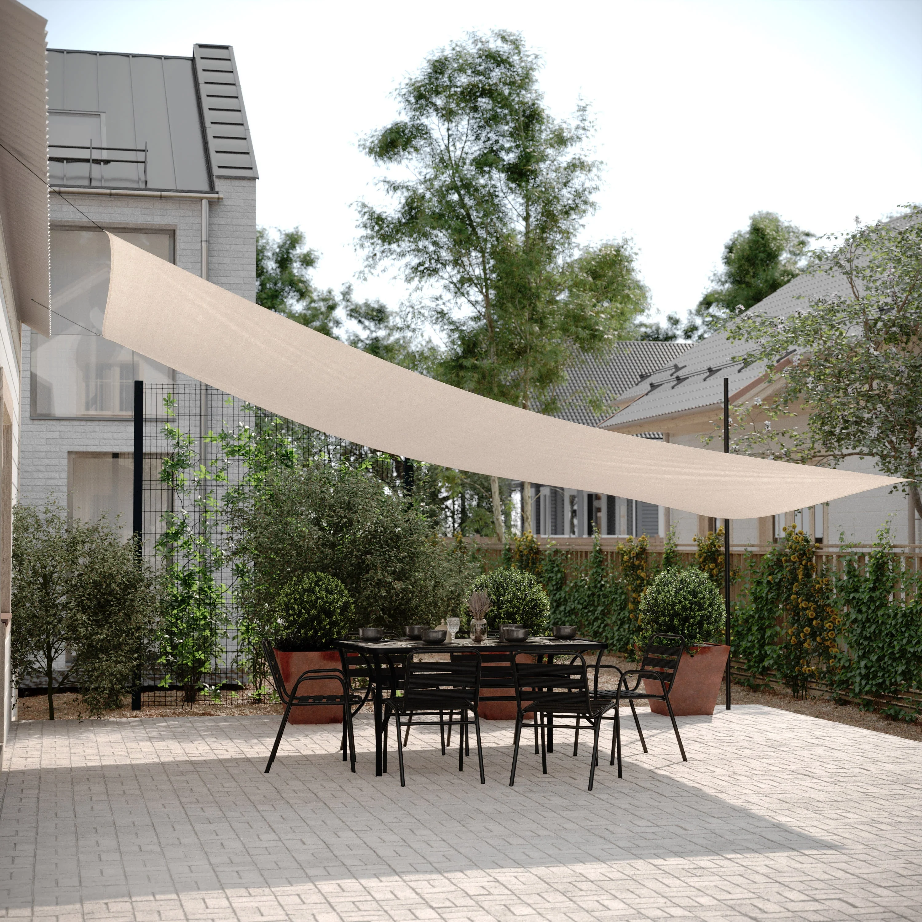 Palmetto Rectangle Sun Sail Shade Canopy with Included Nylon Attachment Ropes - Image 6