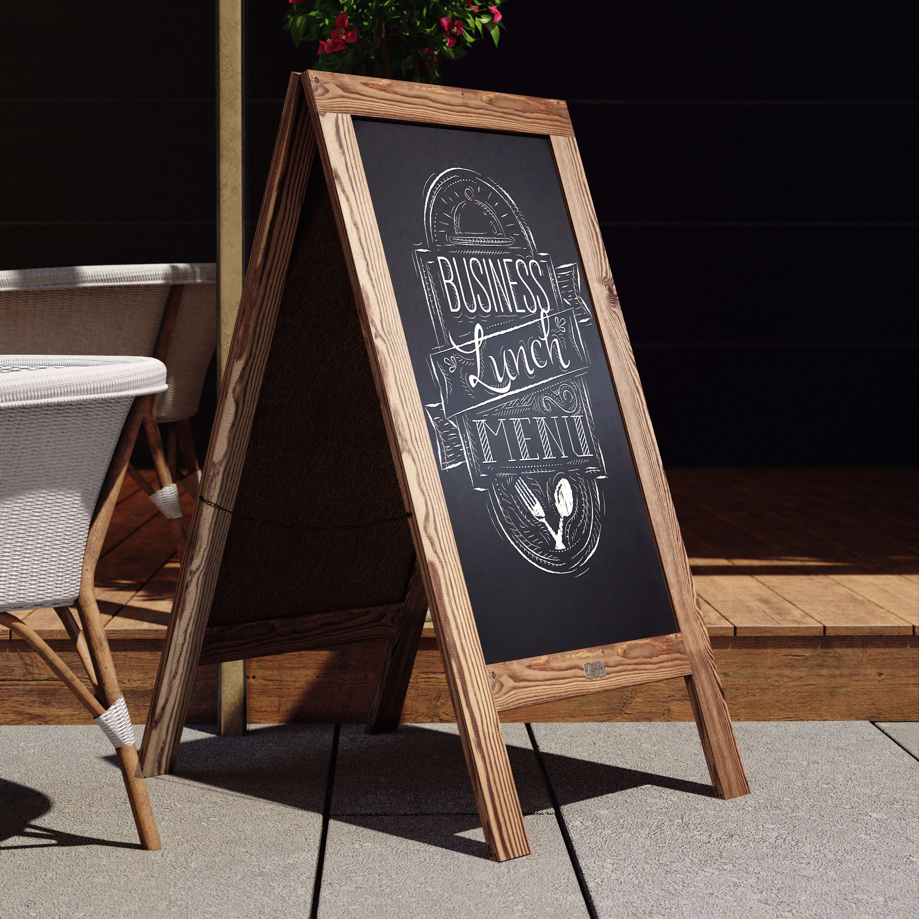 Canterbury Wooden Indoor/Outdoor A-Frame Magnetic Chalkboard Sign Set with 8 Chalk Markers, 10 Stencils, Eraser, and 2 Magnets - Image 24