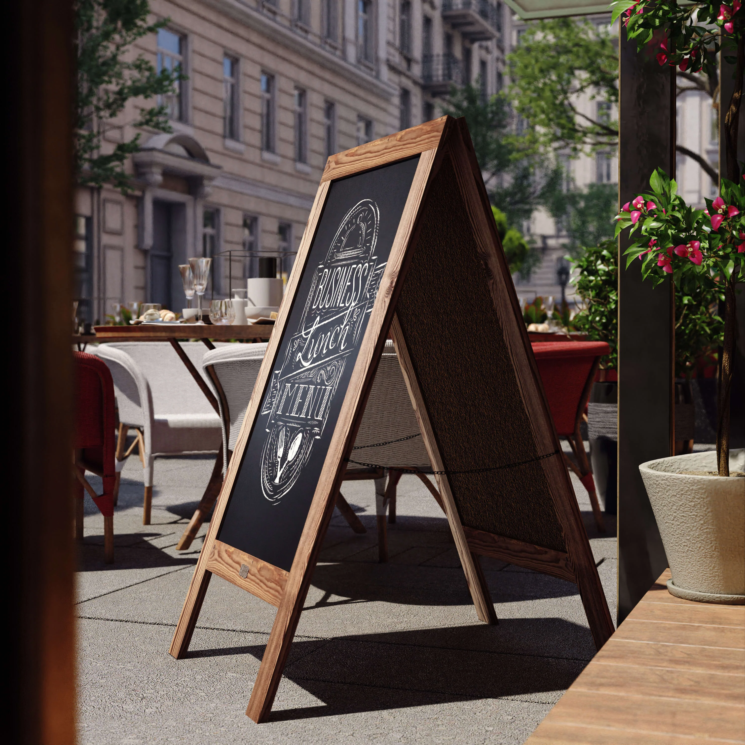 Canterbury Wooden Indoor/Outdoor A-Frame Magnetic Chalkboard Sign Set with 8 Chalk Markers, 10 Stencils, Eraser, and 2 Magnets - Image 25