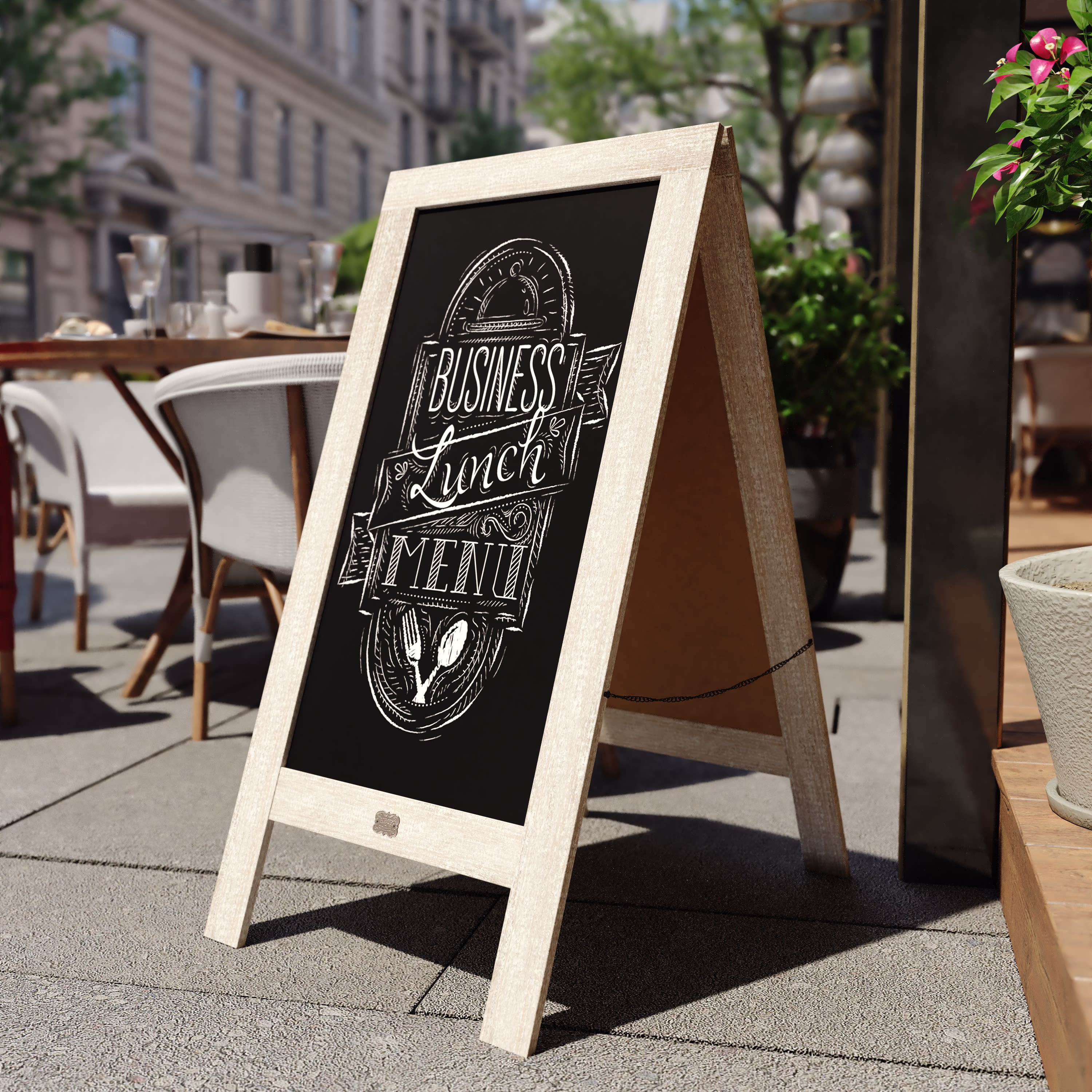 Canterbury Wooden Indoor/Outdoor A-Frame Magnetic Chalkboard Sign Set with 8 Chalk Markers, 10 Stencils, Eraser, and 2 Magnets - Image 85