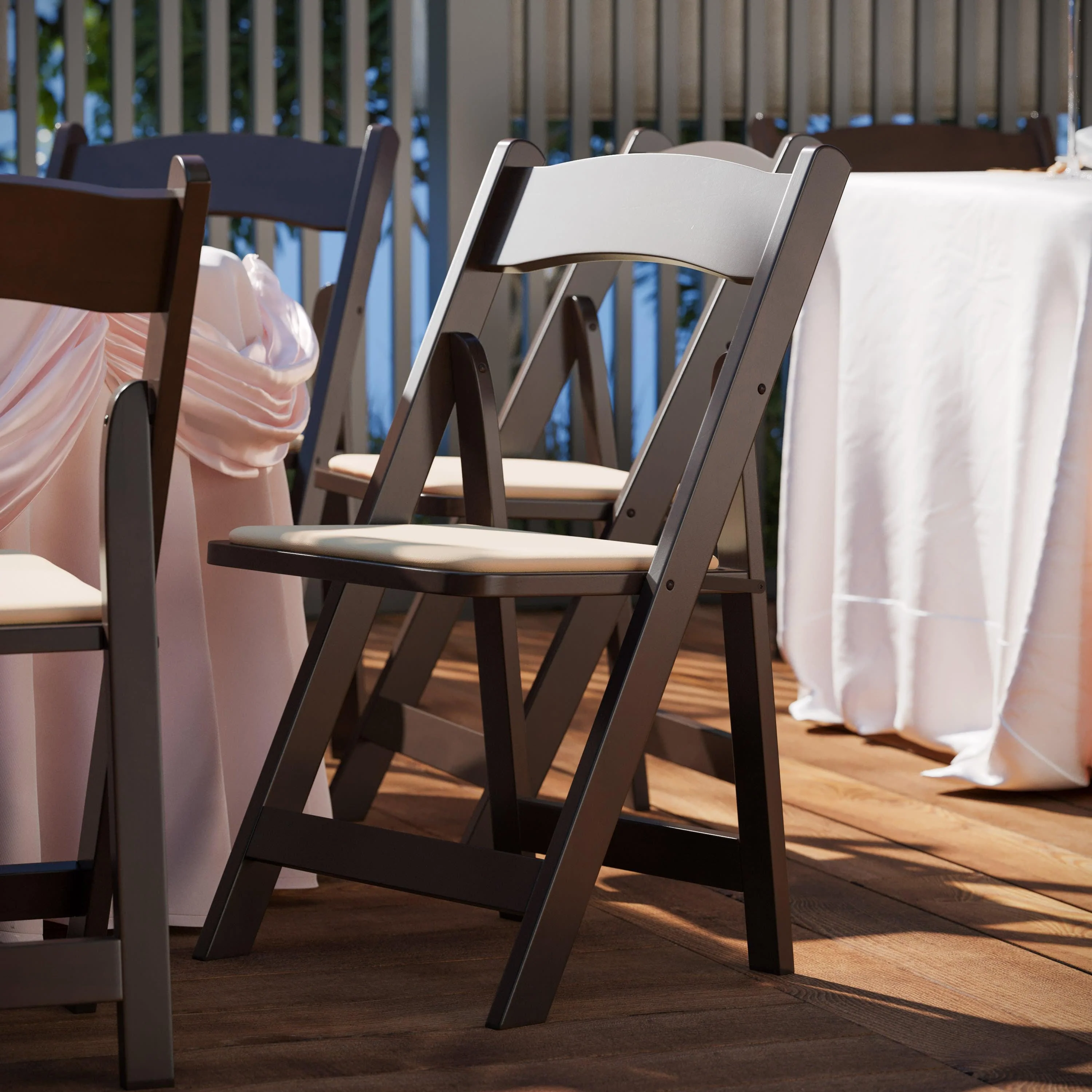 HERCULES Series Wood Folding Chair with Vinyl Padded Seat - Image 26