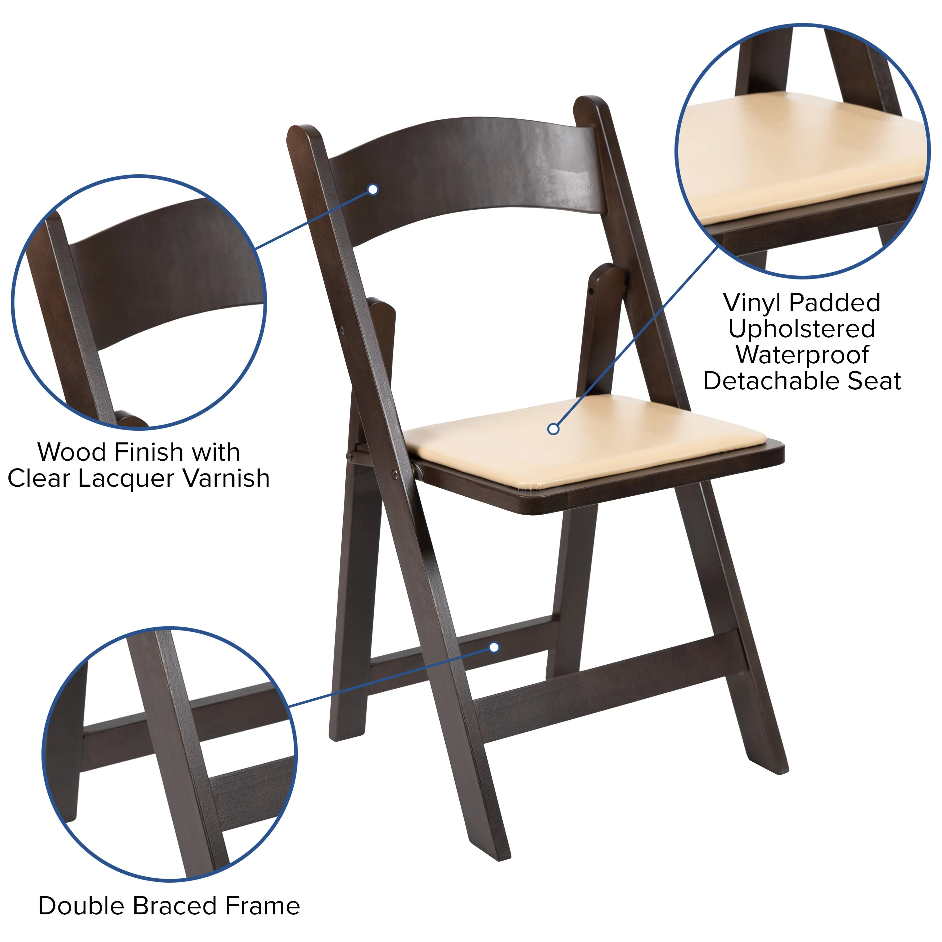 HERCULES Series Wood Folding Chair with Vinyl Padded Seat - Image 29