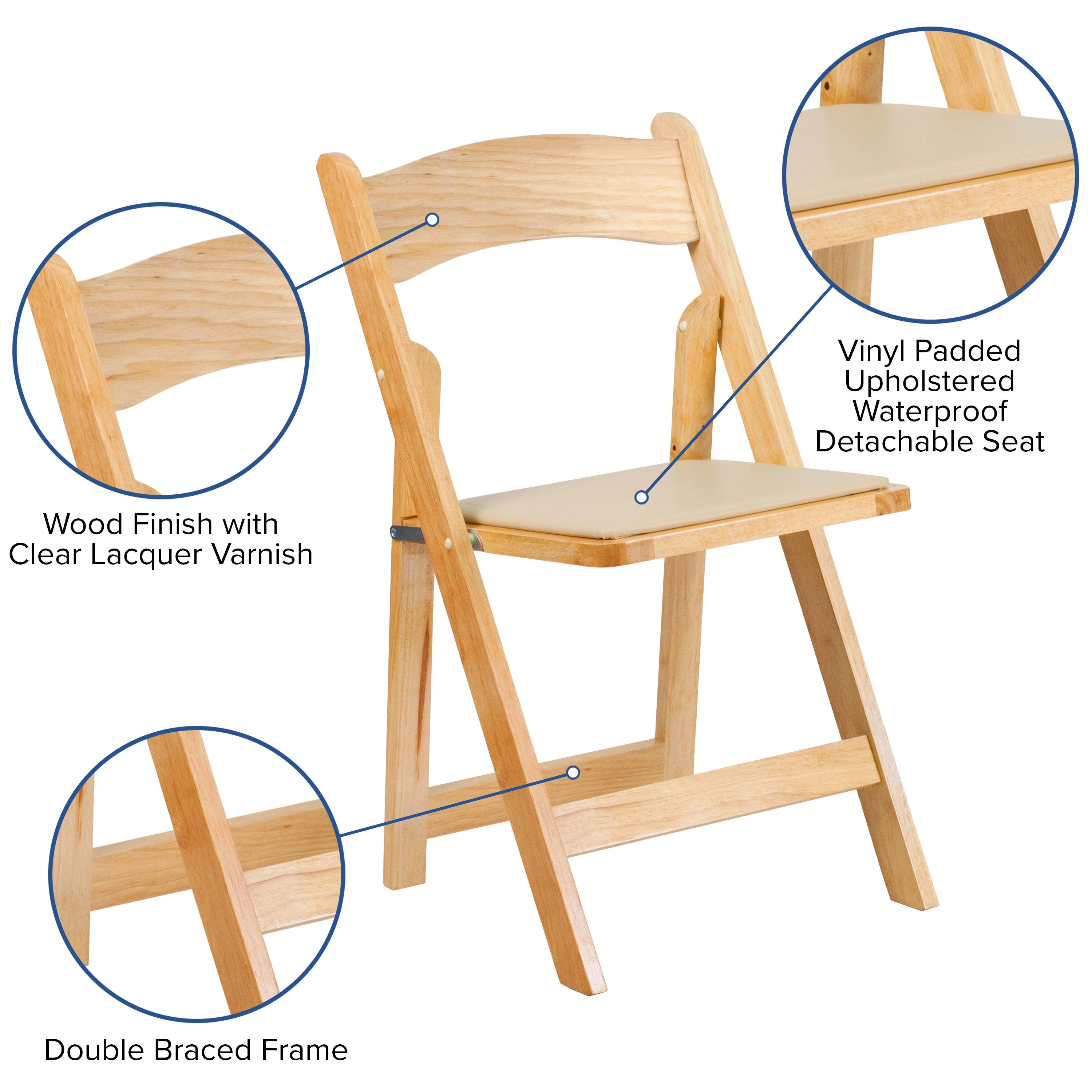HERCULES Series Wood Folding Chair with Vinyl Padded Seat - Image 5