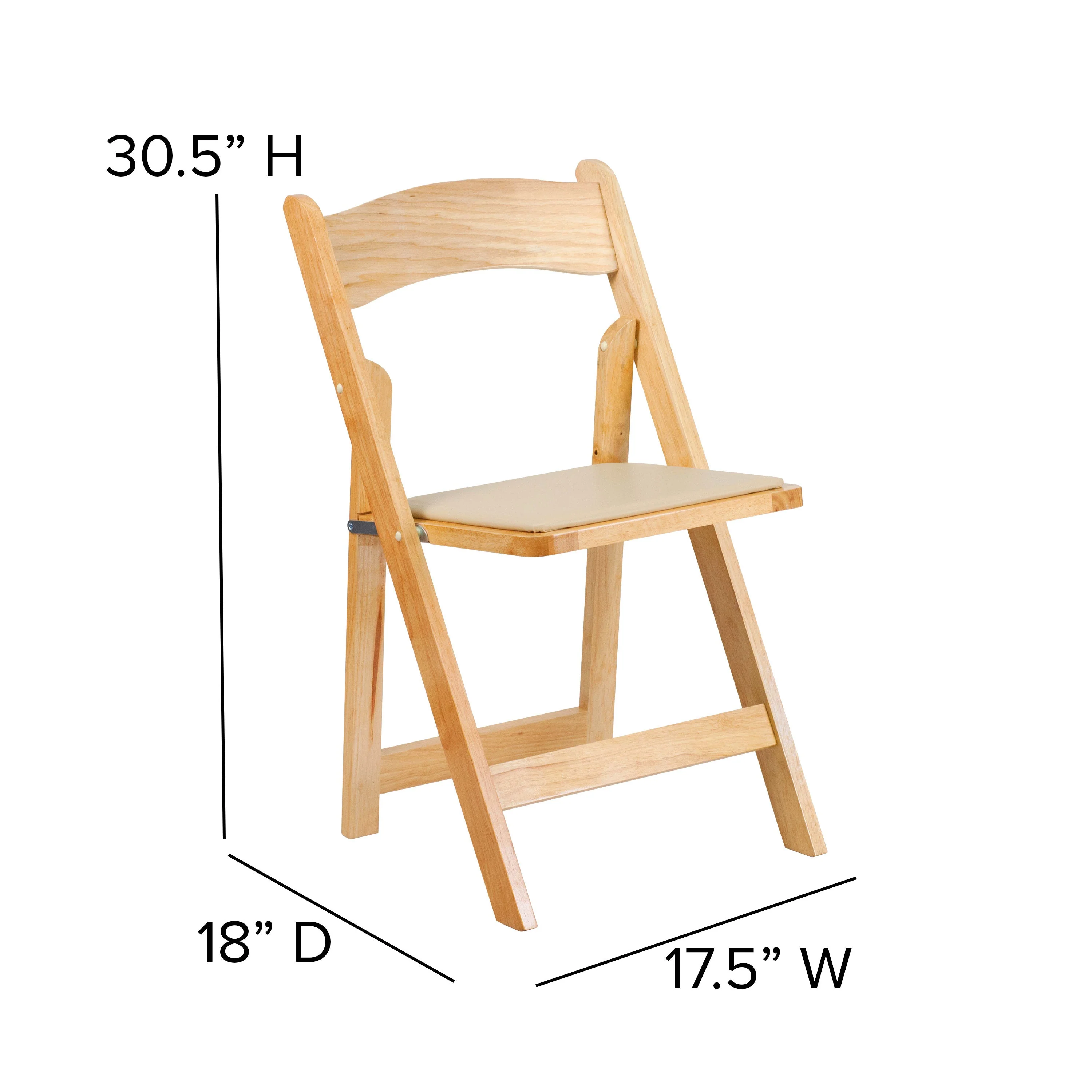 HERCULES Series Wood Folding Chair with Vinyl Padded Seat - Image 6